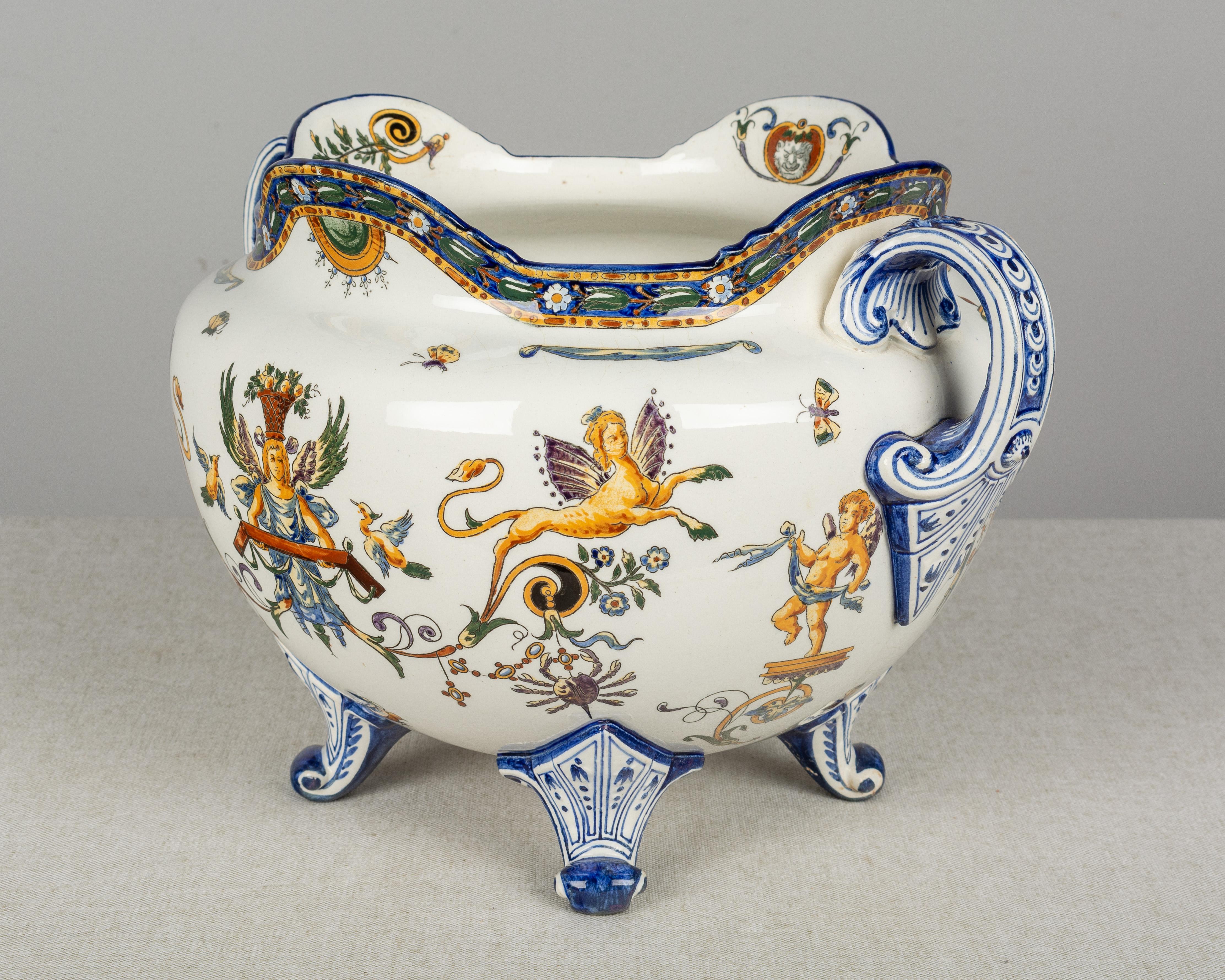 19th Century French Gien Faience Cachepot 5