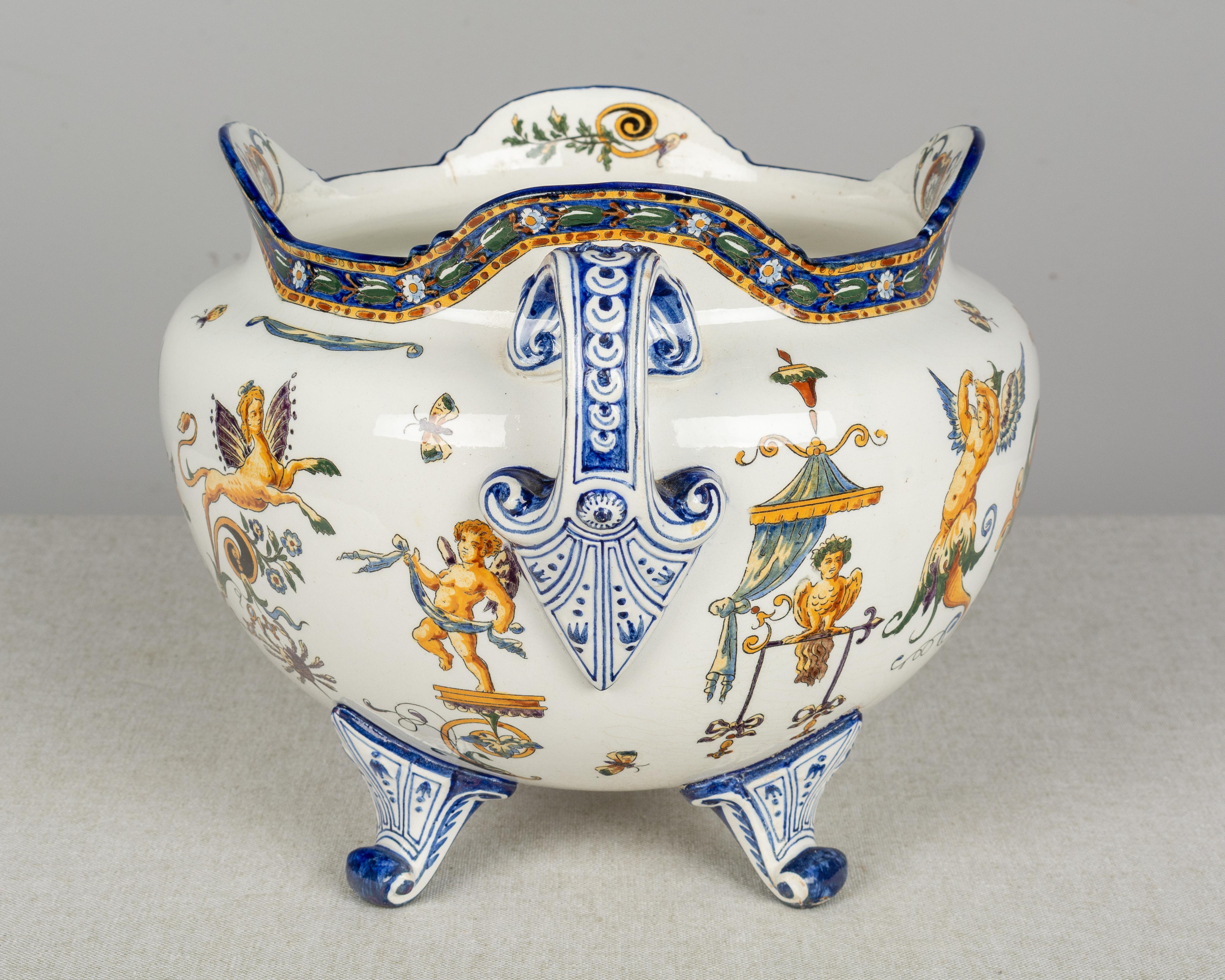 19th Century French Gien Faience Cachepot In Good Condition In Winter Park, FL