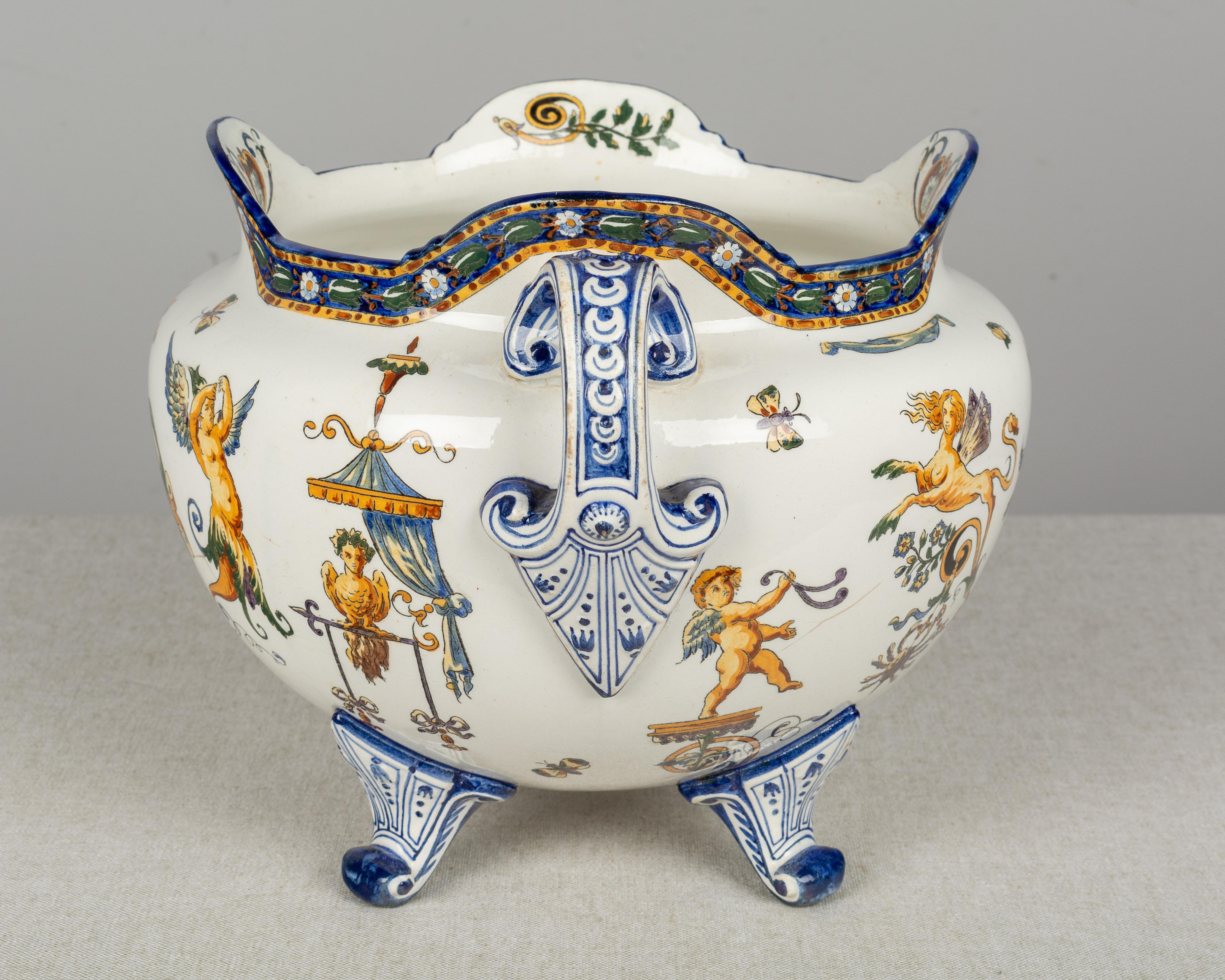 19th Century French Gien Faience Cachepot 1