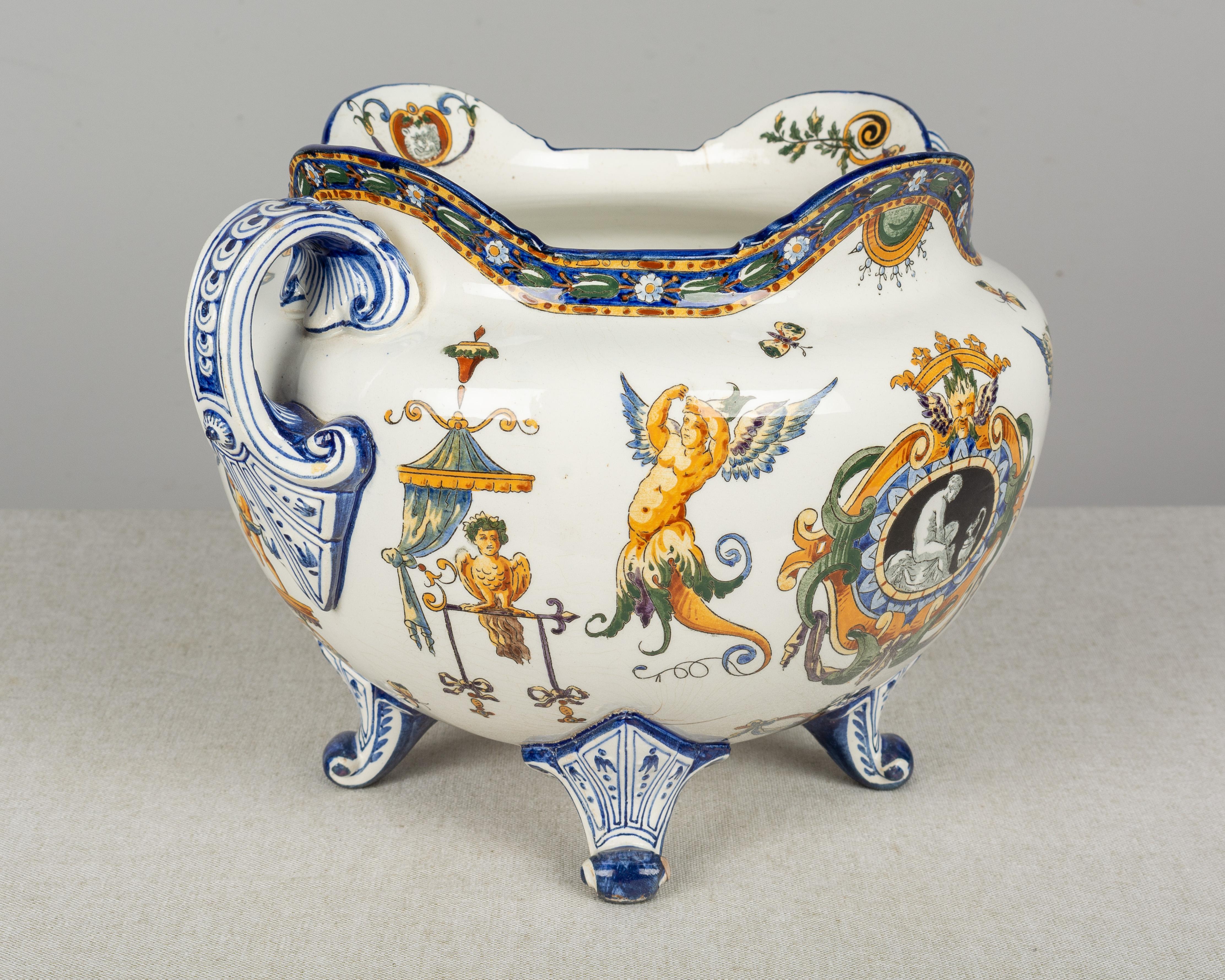 19th Century French Gien Faience Cachepot 2