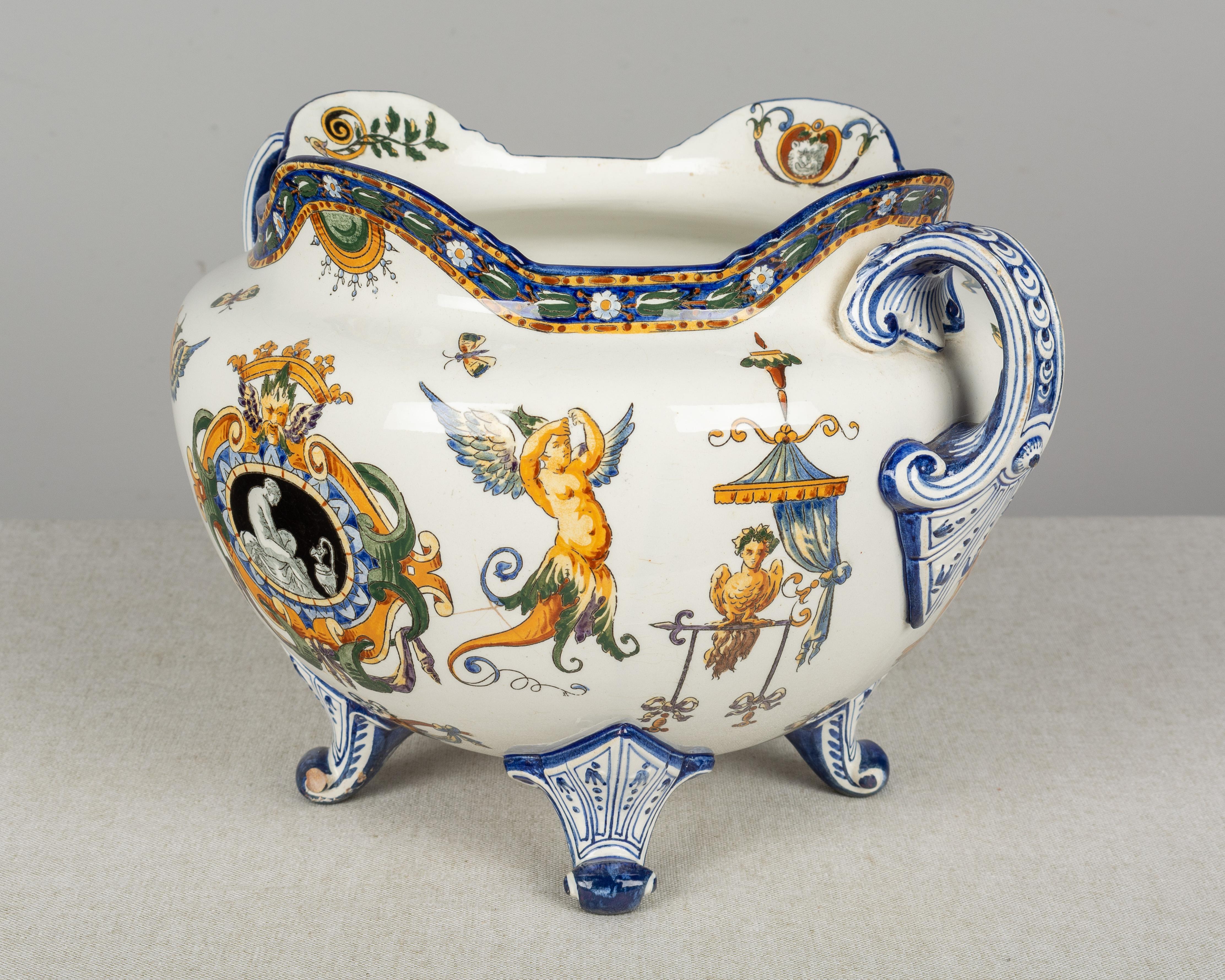 19th Century French Gien Faience Cachepot 3