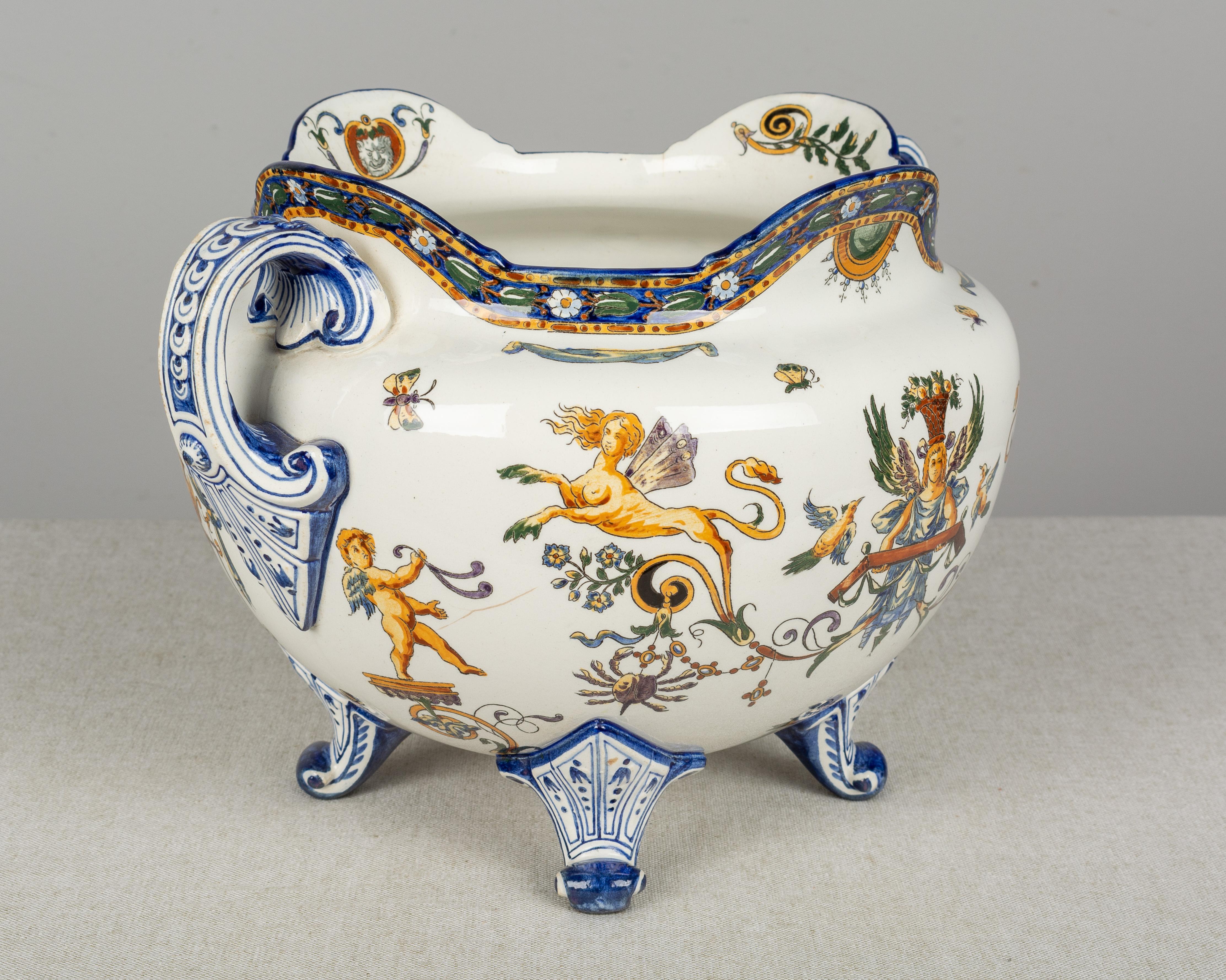 19th Century French Gien Faience Cachepot 4