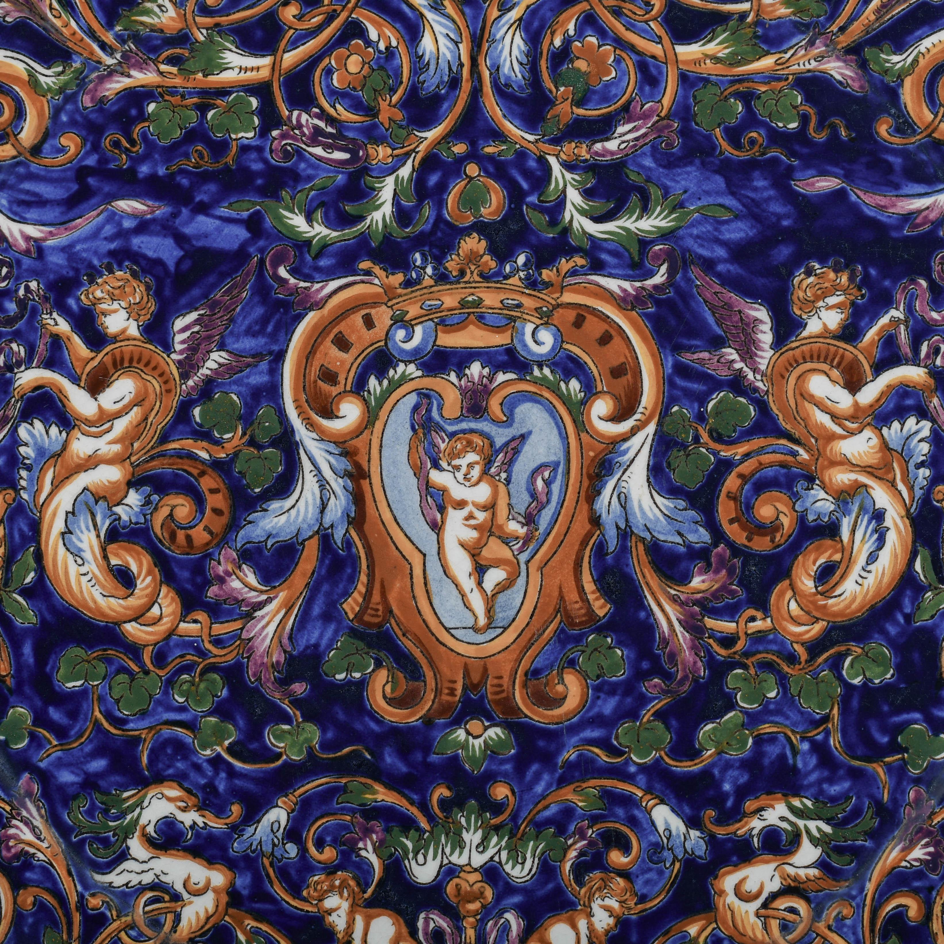 Francese Piatto in maiolica francese del XIX secolo di Gien in vendita