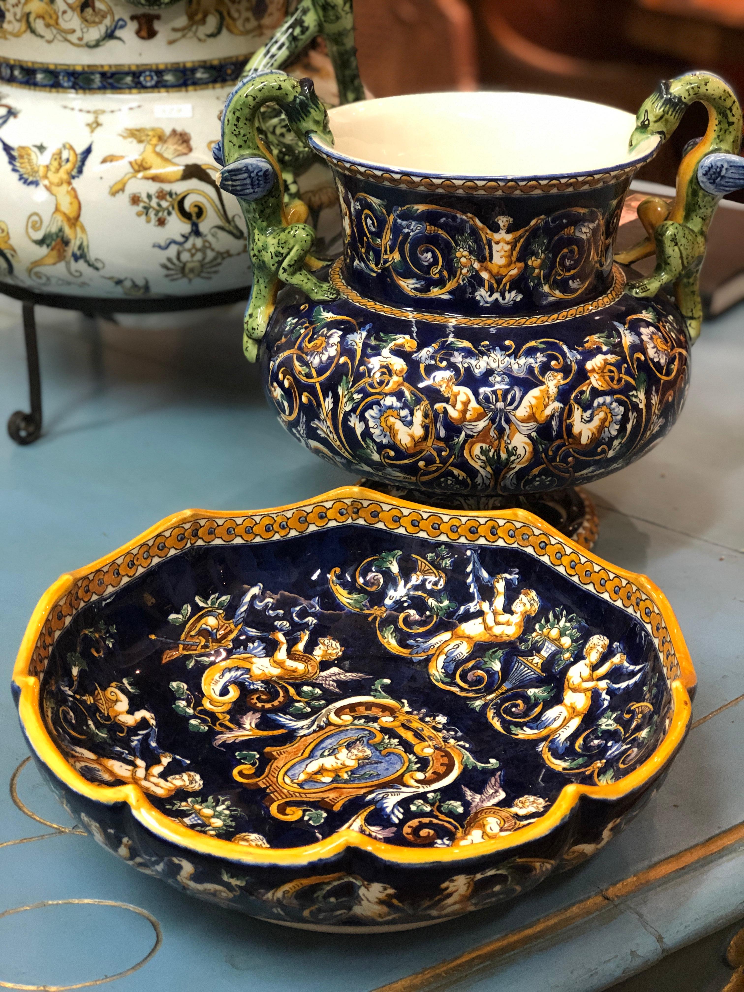 19th Century French Gien Renaissance Ceramic Bowl or Decorative Dish 1
