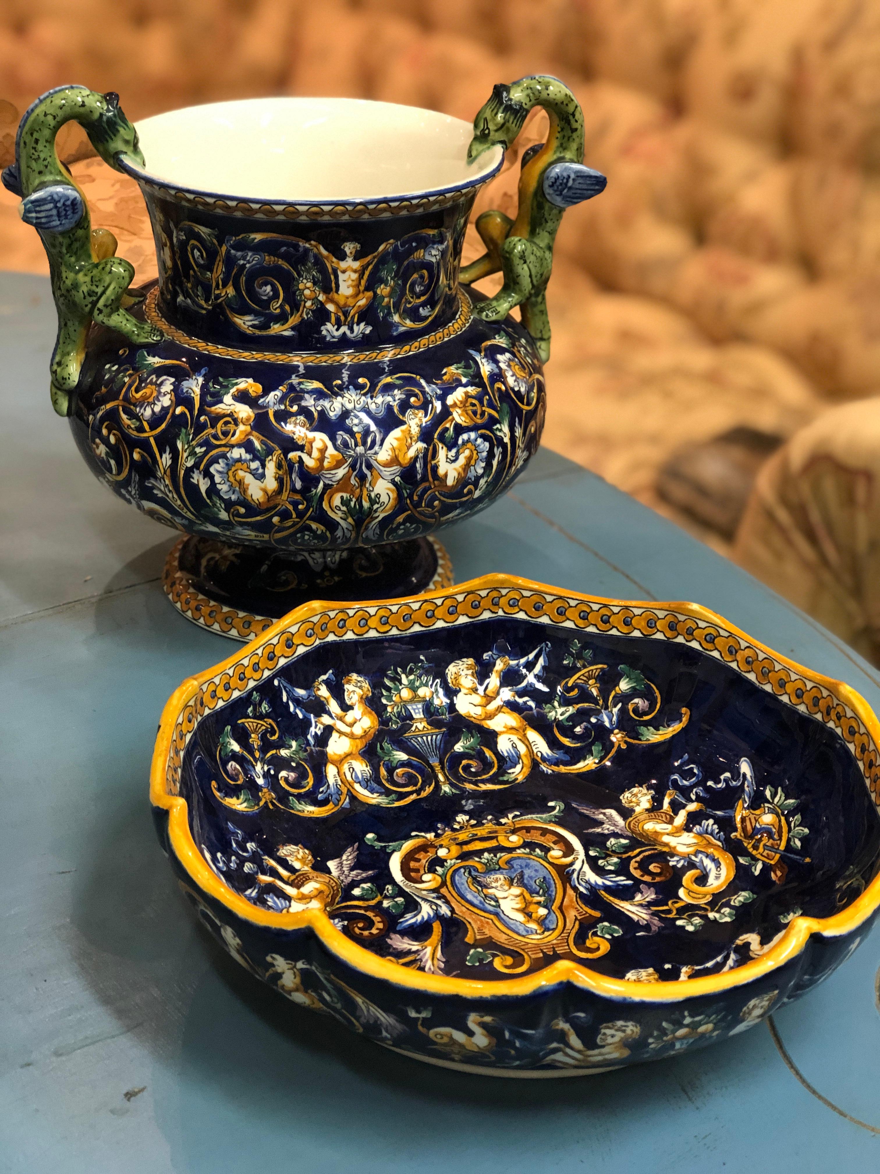 19th Century French Gien Renaissance Ceramic Bowl or Decorative Dish 2