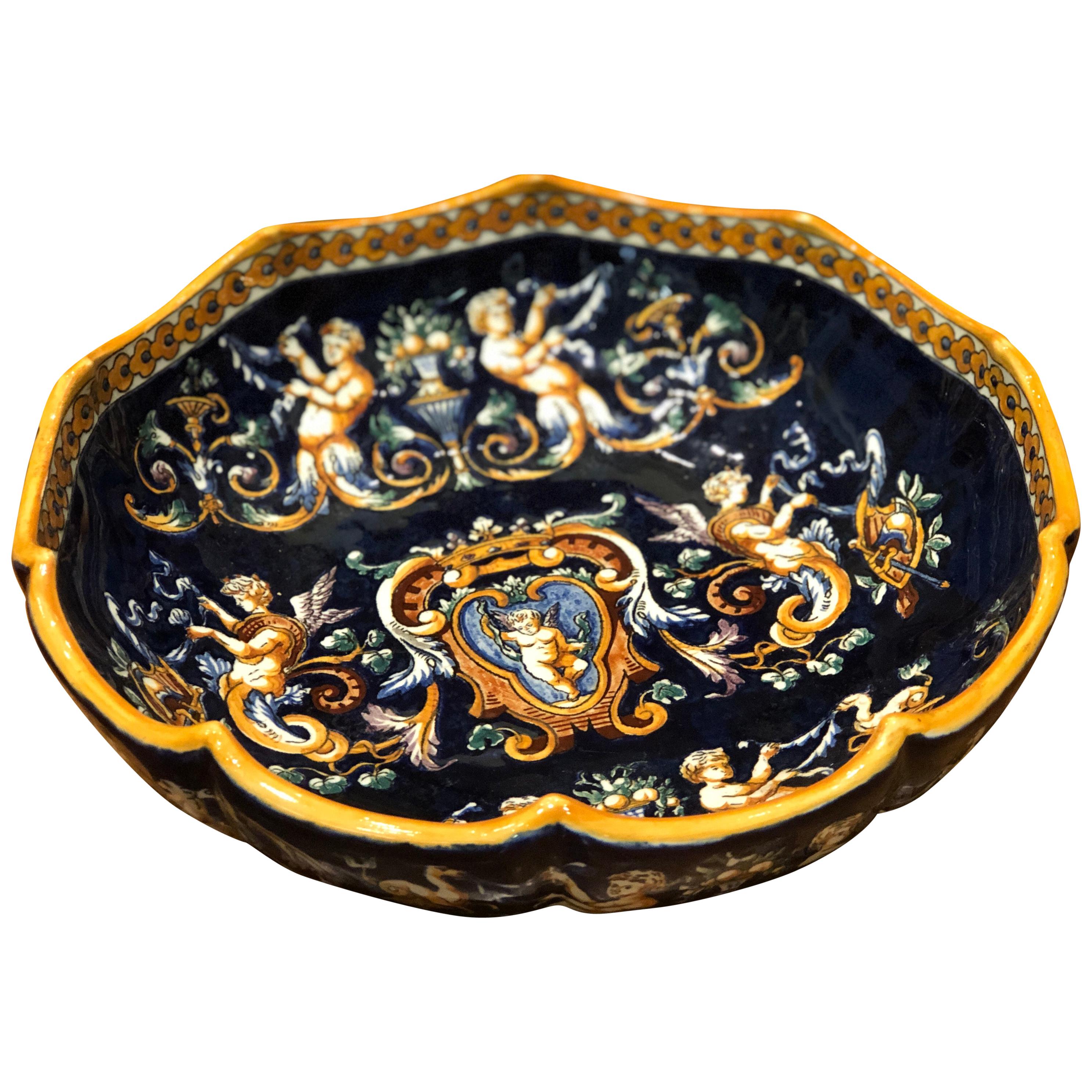 19th Century French Gien Renaissance Ceramic Bowl or Decorative Dish