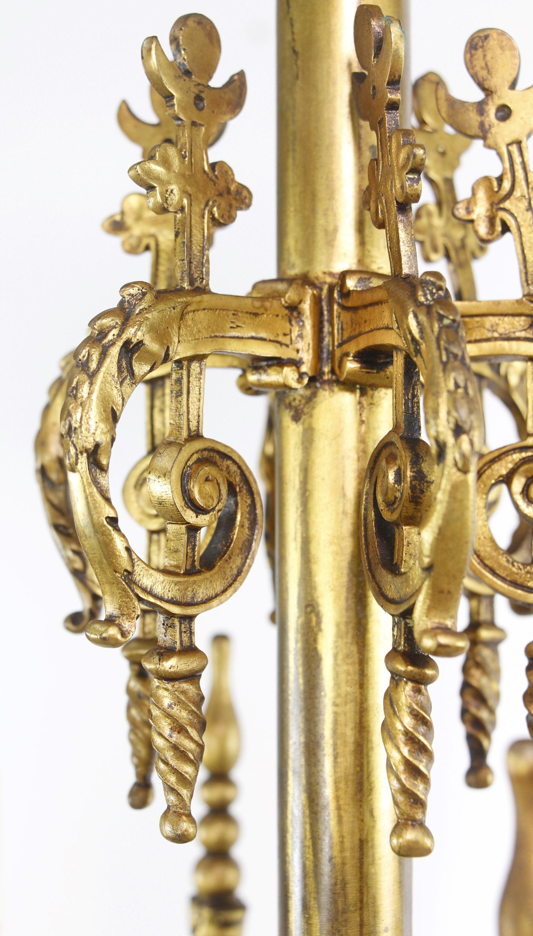 19th Century French Gilded Bronze 6 Arm Chandelier For Sale 3