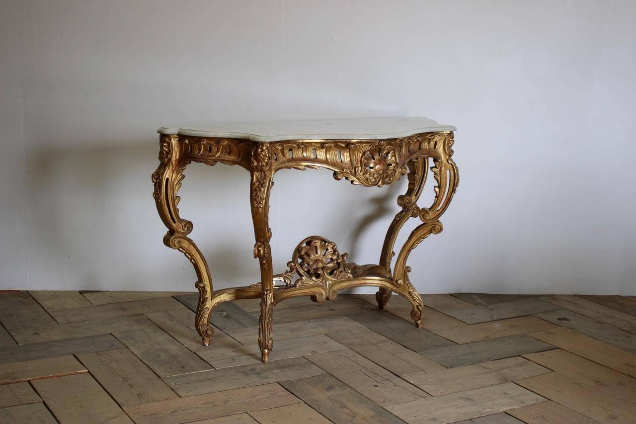 Gilt 19th Century French Gilded Console Table