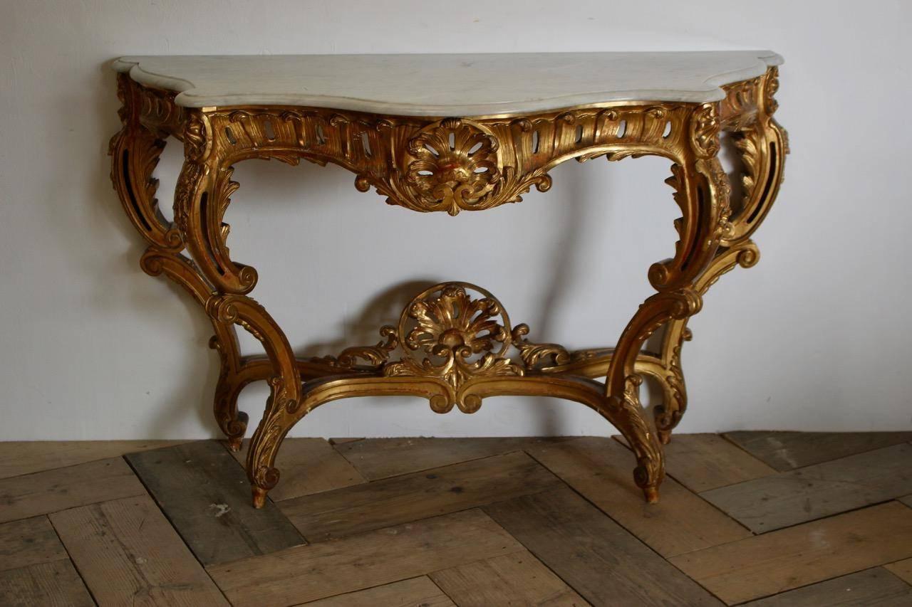 19th Century French Gilded Console Table In Excellent Condition In Gloucestershire, GB
