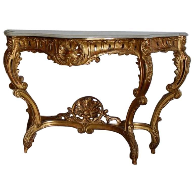 19th Century French Gilded Console Table