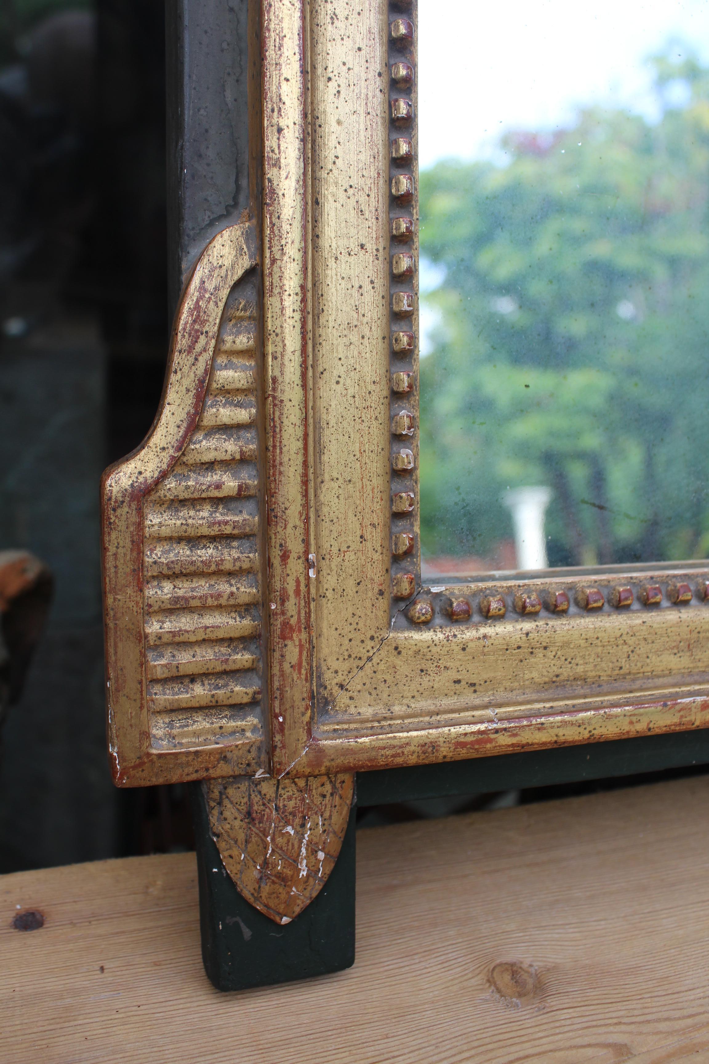 19th Century French Gilded Hand Carved Wooden Mirror 6