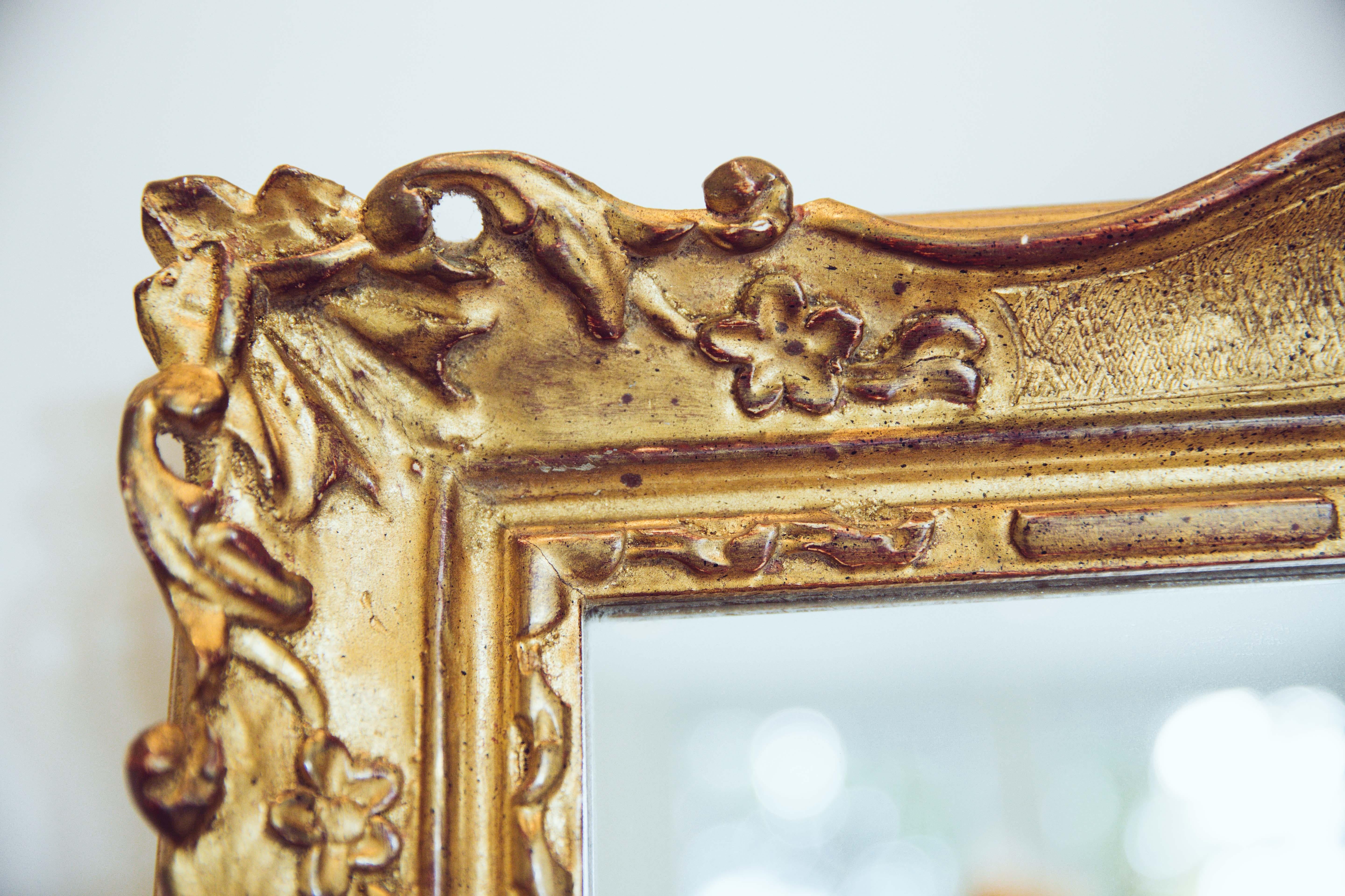 Wood 19th Century French Gilded Louis XV Mirror For Sale