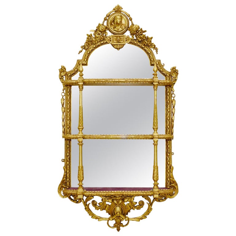 19th Century French Gilded Mirror Backed Wall Shelves For Sale at 1stdibs