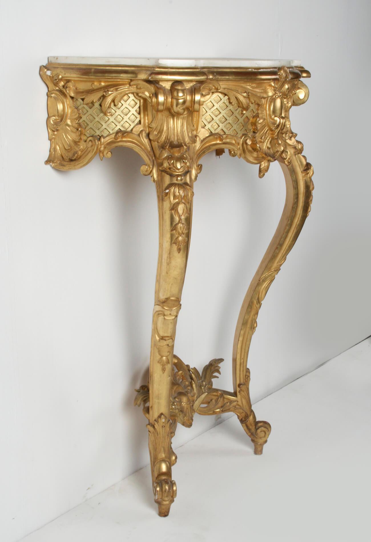 19th Century French Gilded Mirror with Matching Console Table 1