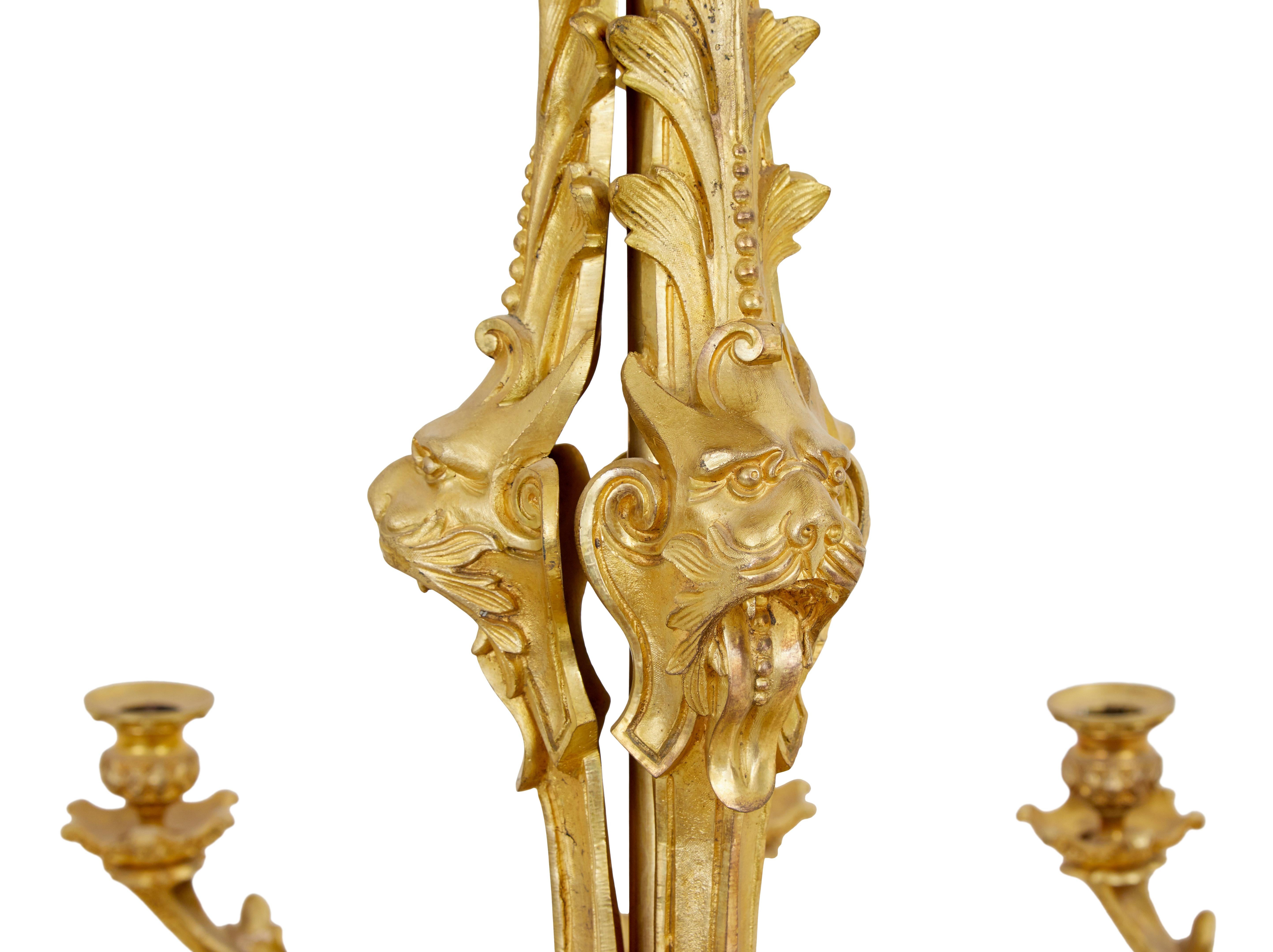 Rococo Revival 19th century French gilded ormolu 8-arm chandelier For Sale