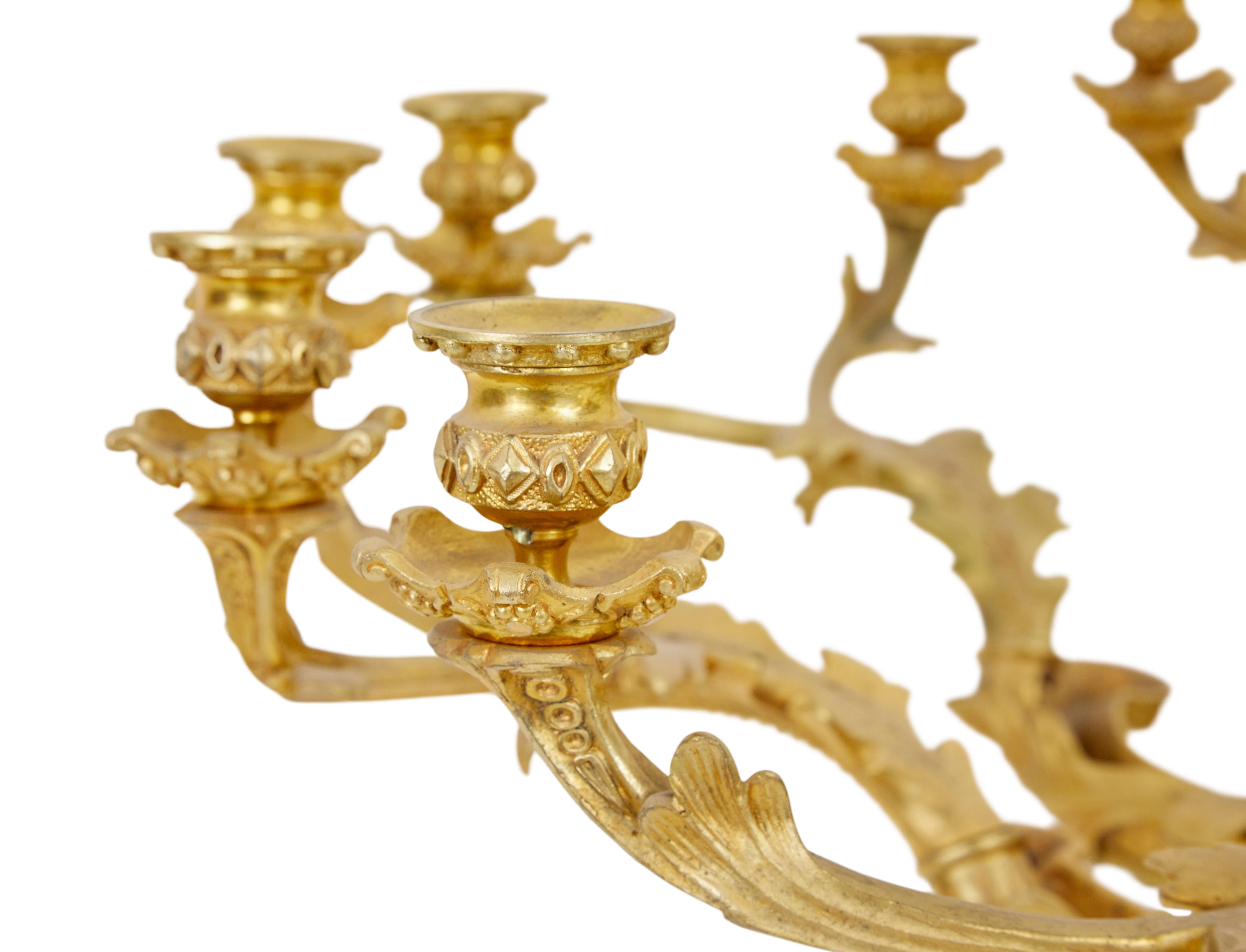 Metalwork 19th century French gilded ormolu 8-arm chandelier For Sale