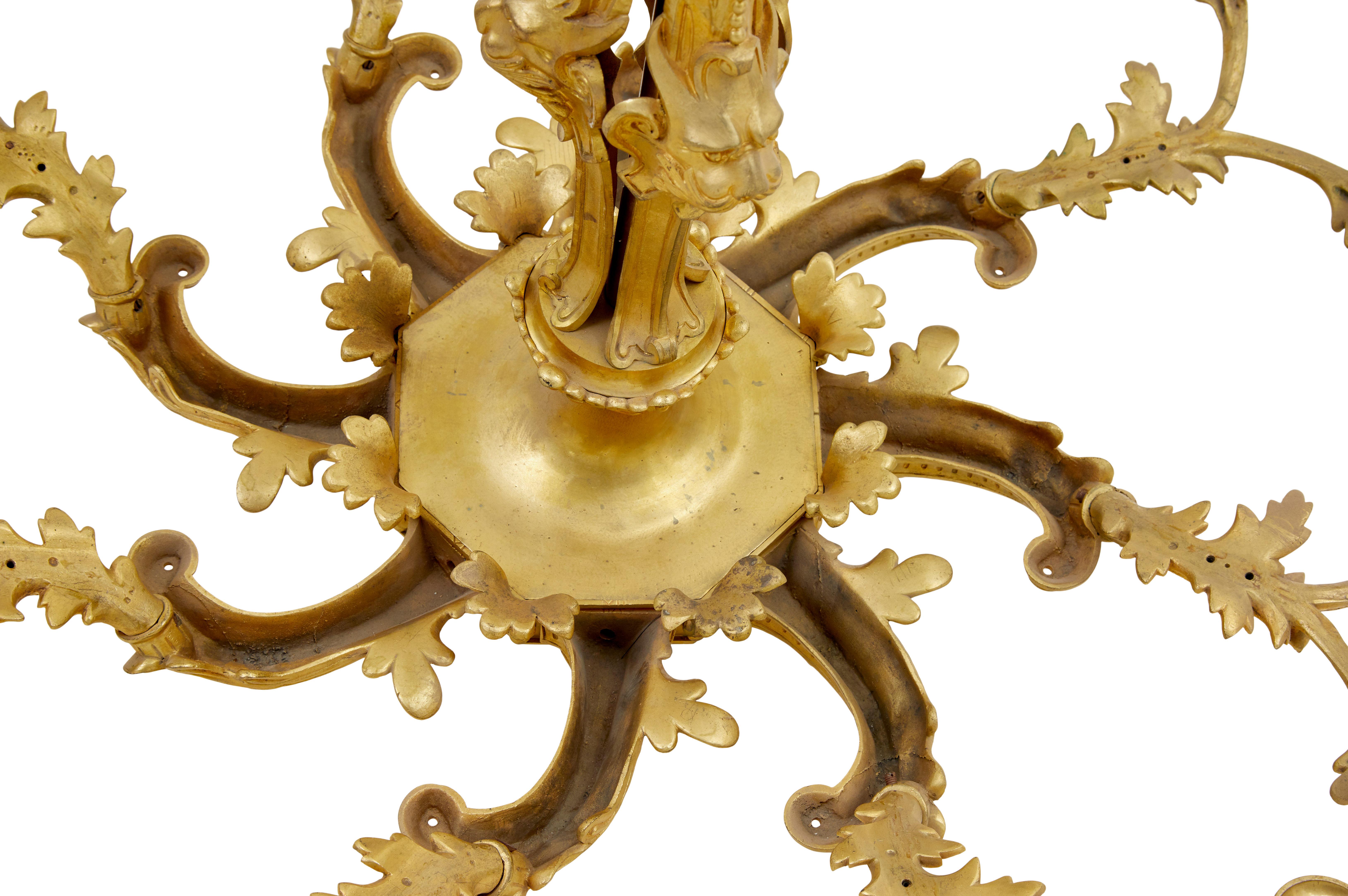 19th Century 19th century French gilded ormolu 8-arm chandelier For Sale