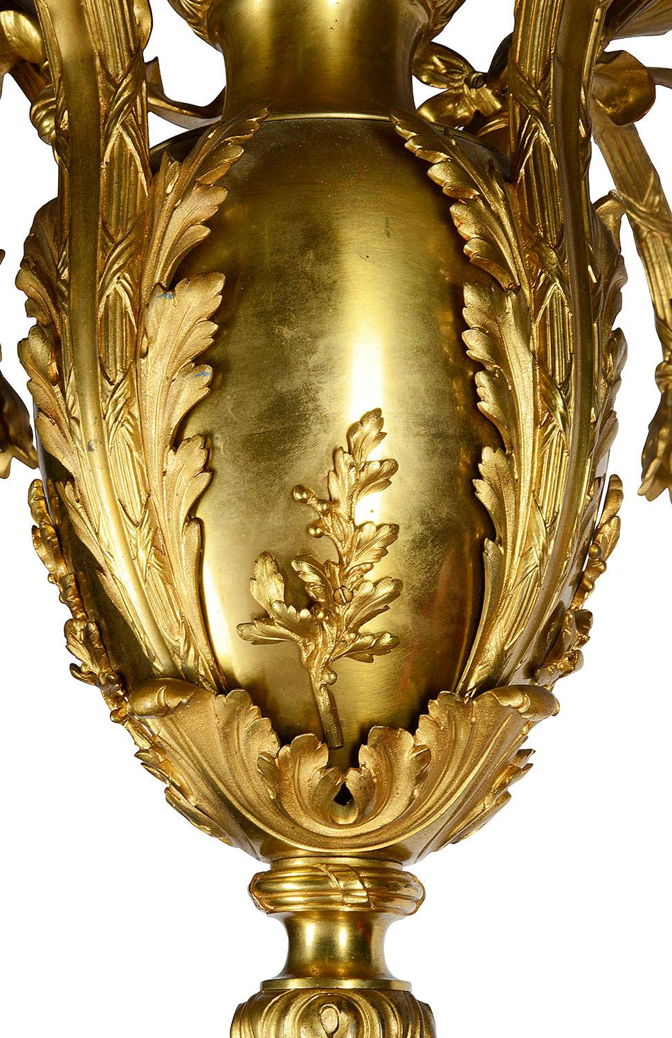 Ormolu 19th Century French gilded ormolu classical chandelier For Sale