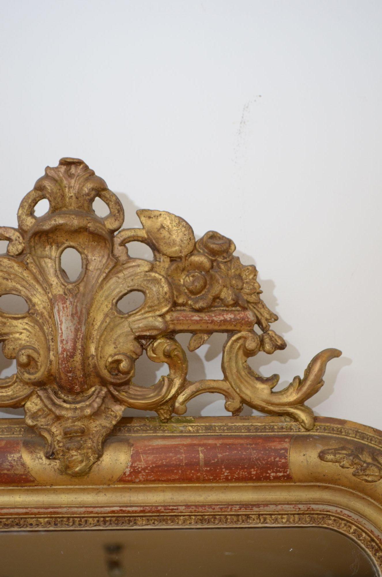 19th Century French Gilded Pier Mirror H111cm For Sale 5