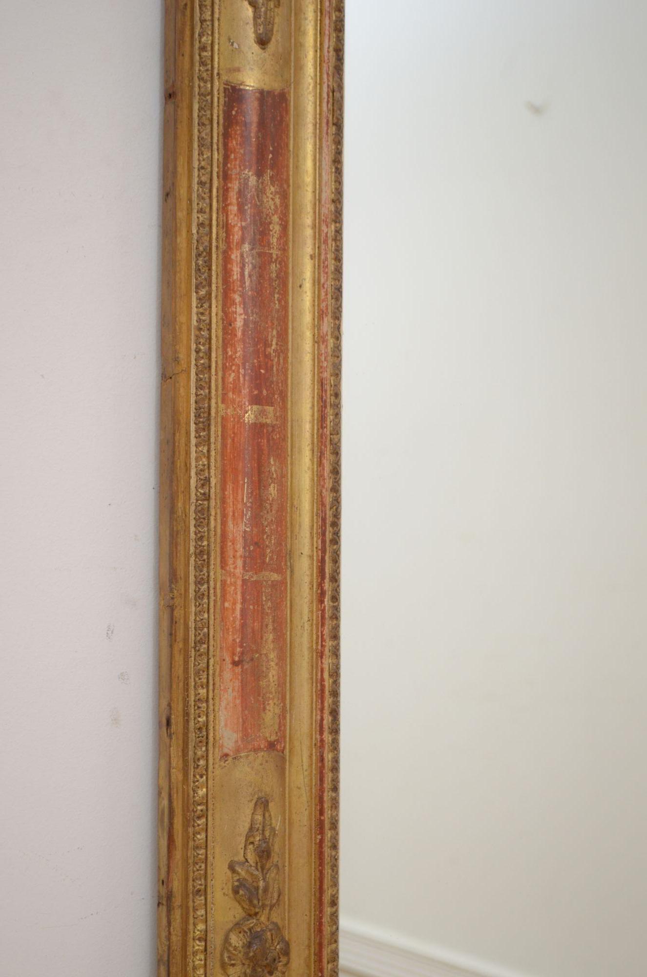 19th Century French Gilded Pier Mirror H111cm In Good Condition For Sale In Whaley Bridge, GB