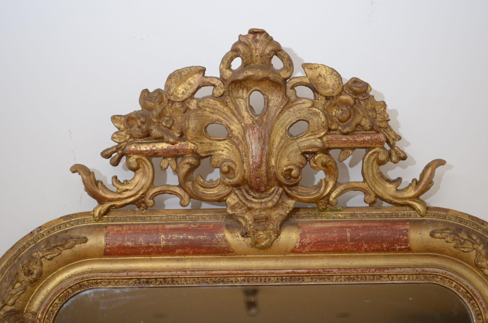 19th Century French Gilded Pier Mirror H111cm For Sale 3