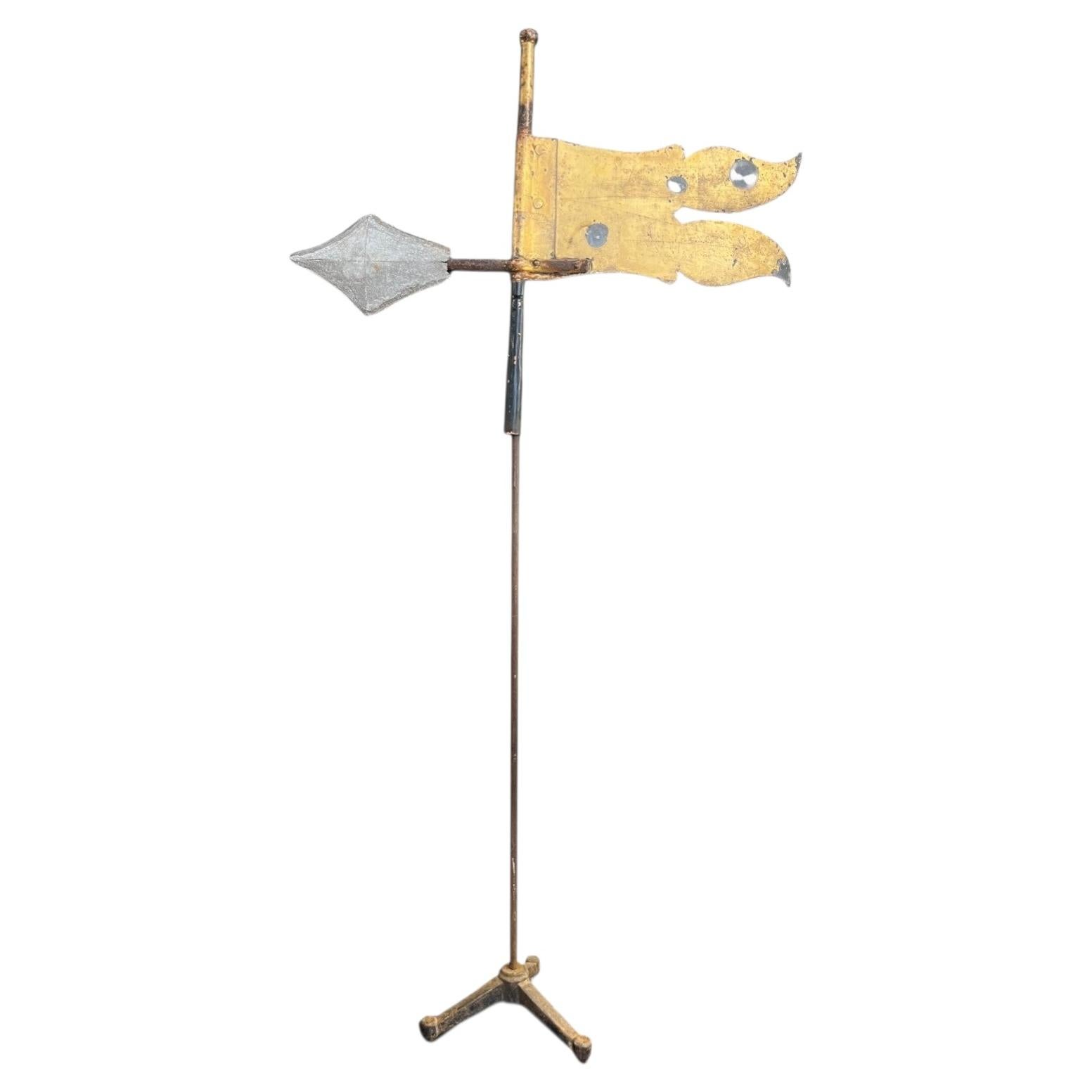 19th Century French Gilded Tole/Iron Weather Vane For Sale