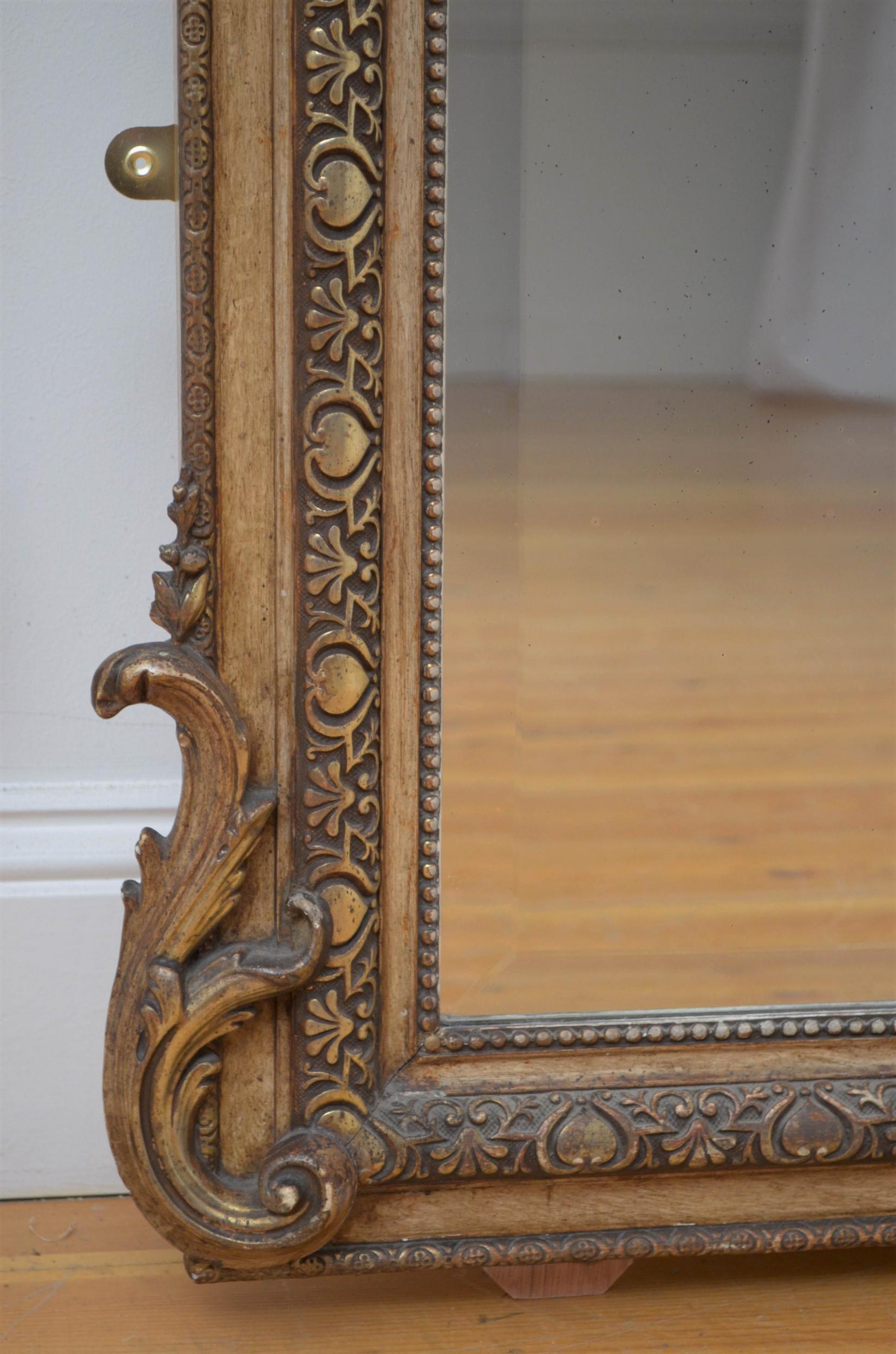 19th Century French Gilded Wall Mirror or a Leaner In Good Condition In Whaley Bridge, GB