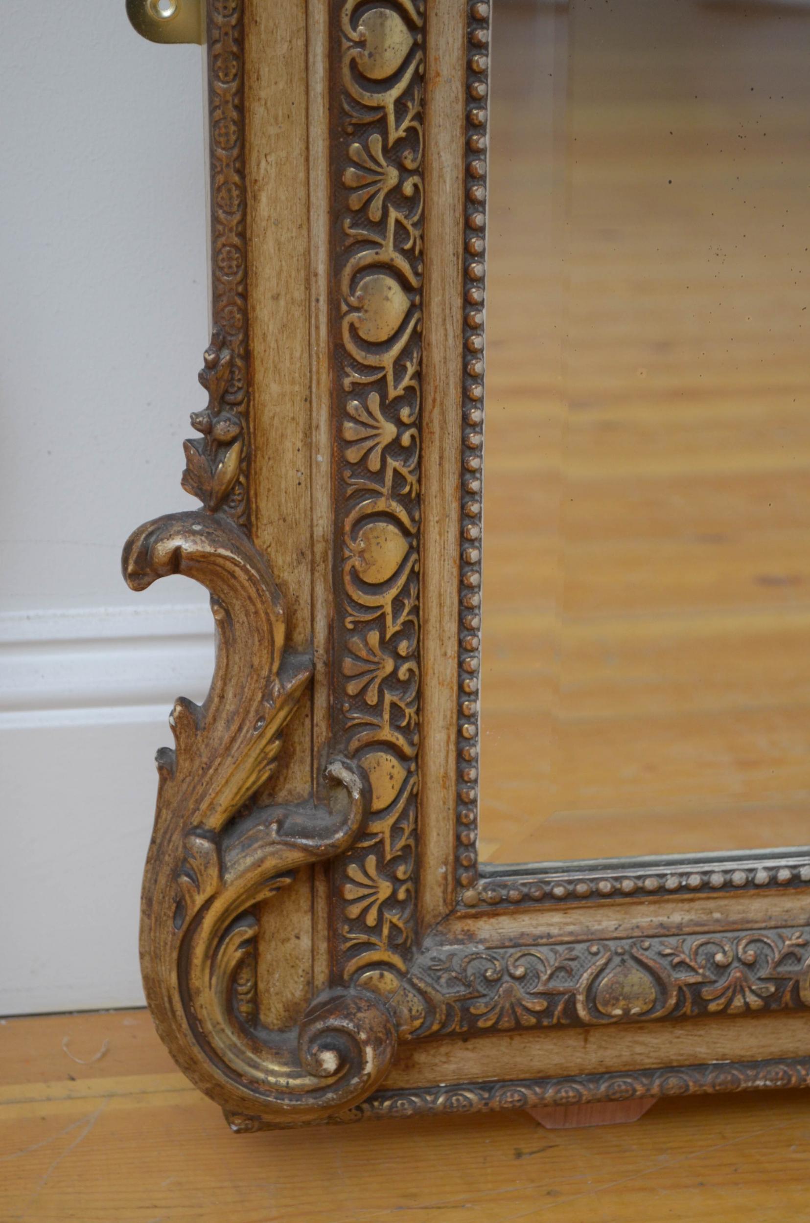 Giltwood 19th Century French Gilded Wall Mirror or a Leaner