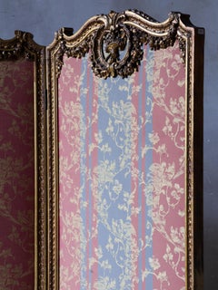 19th-century French gilded wood three-panel room divider