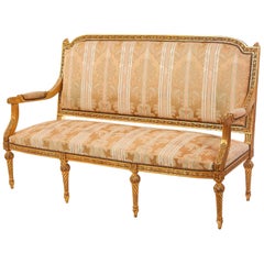 19th Century French Gilded Wooden Canape in Louis XVI Style