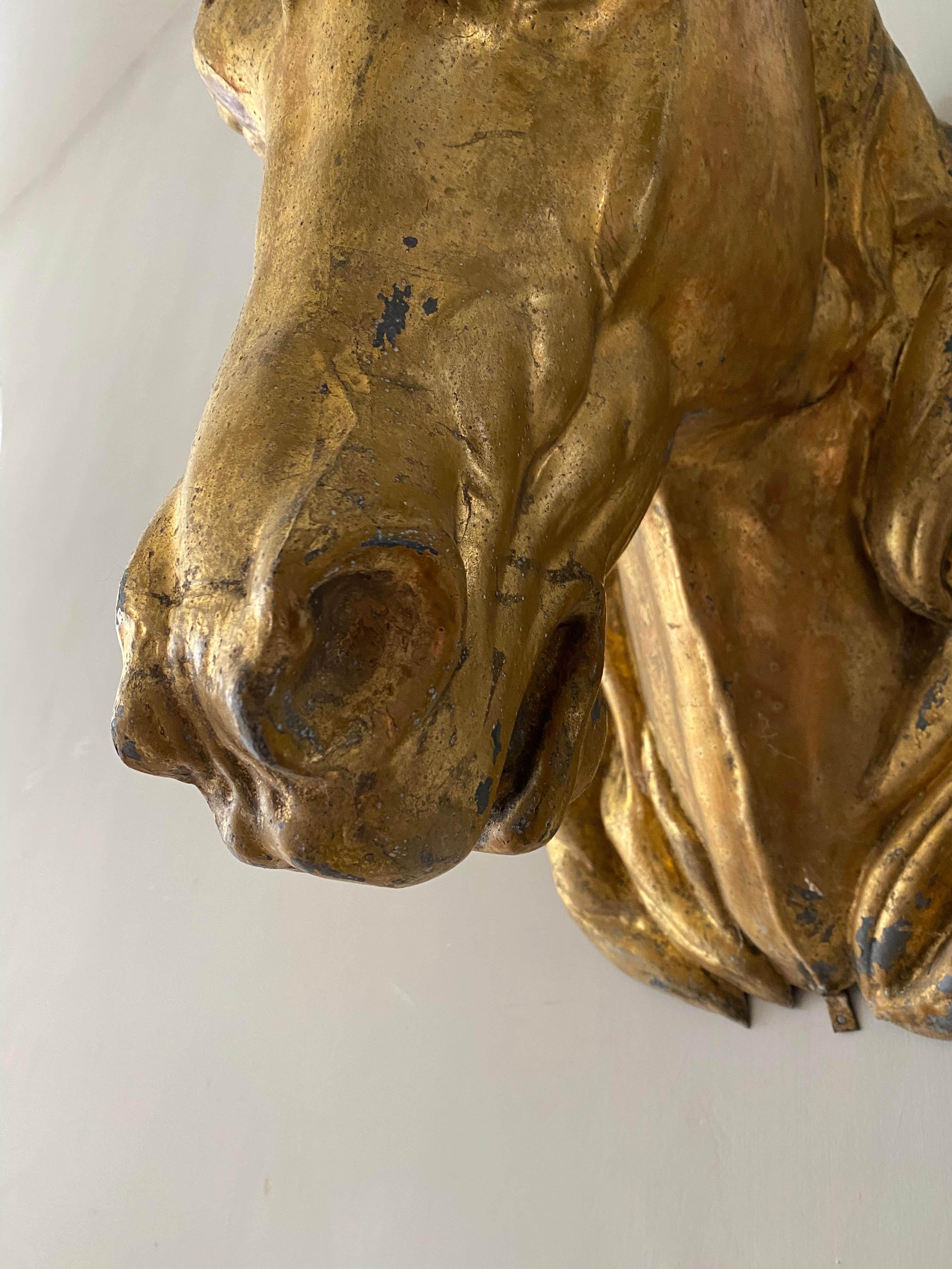 19th Century French Gilded Zinc Horse Head For Sale 3