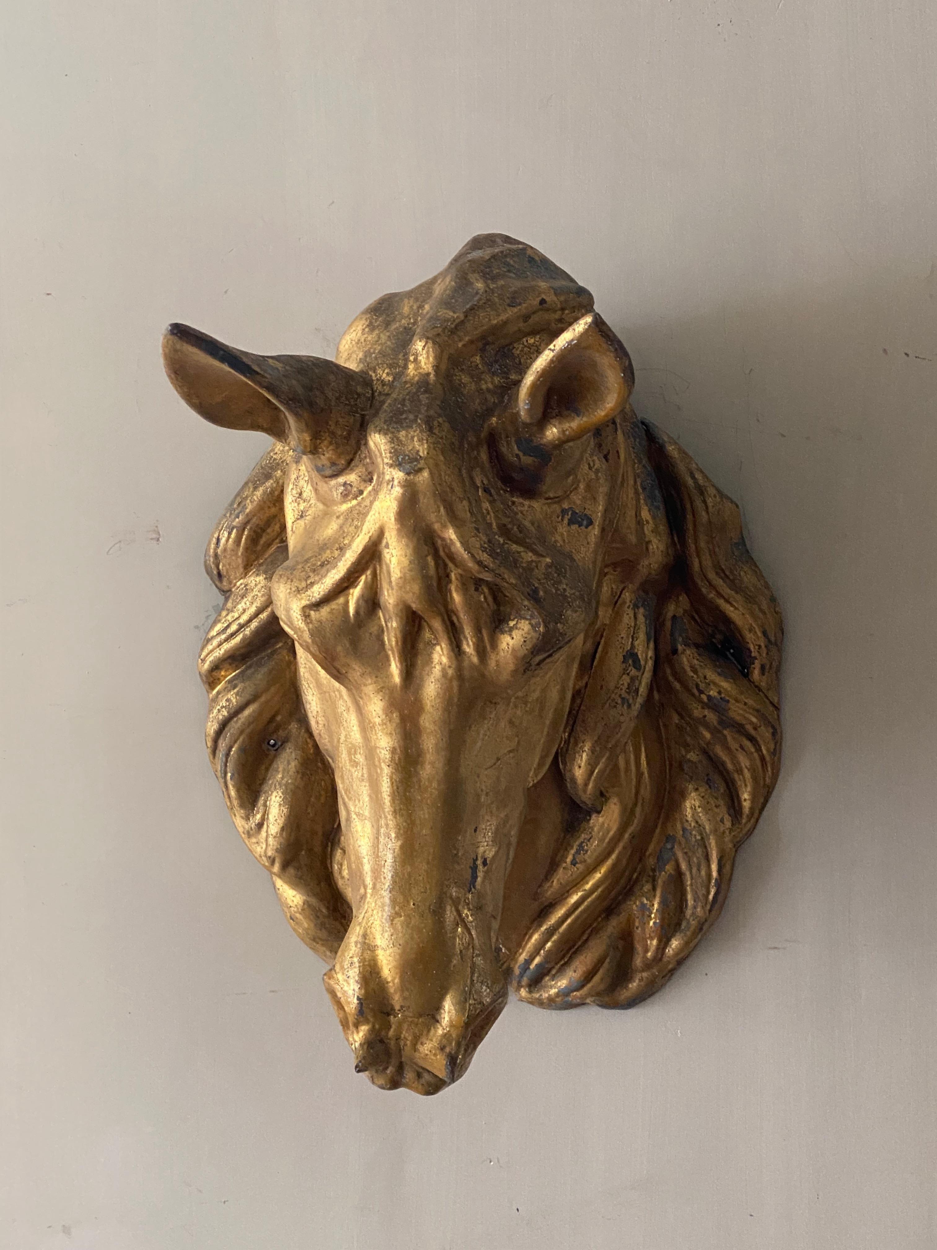 19th Century French Gilded Zinc Horse Head For Sale 4