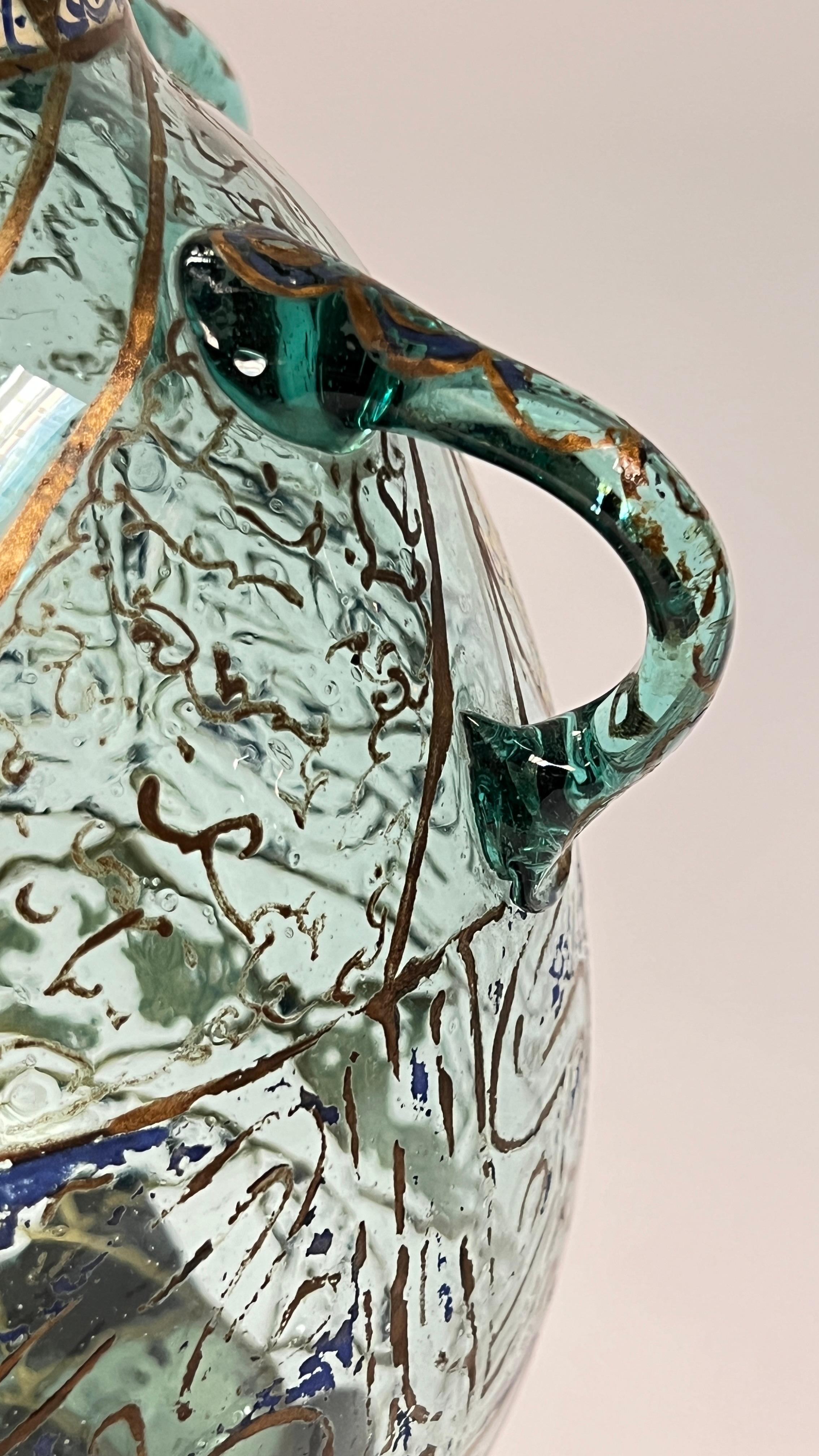 19th Century French Gilt and Enameled Glass Islamic Mosque Lamp For Sale 7