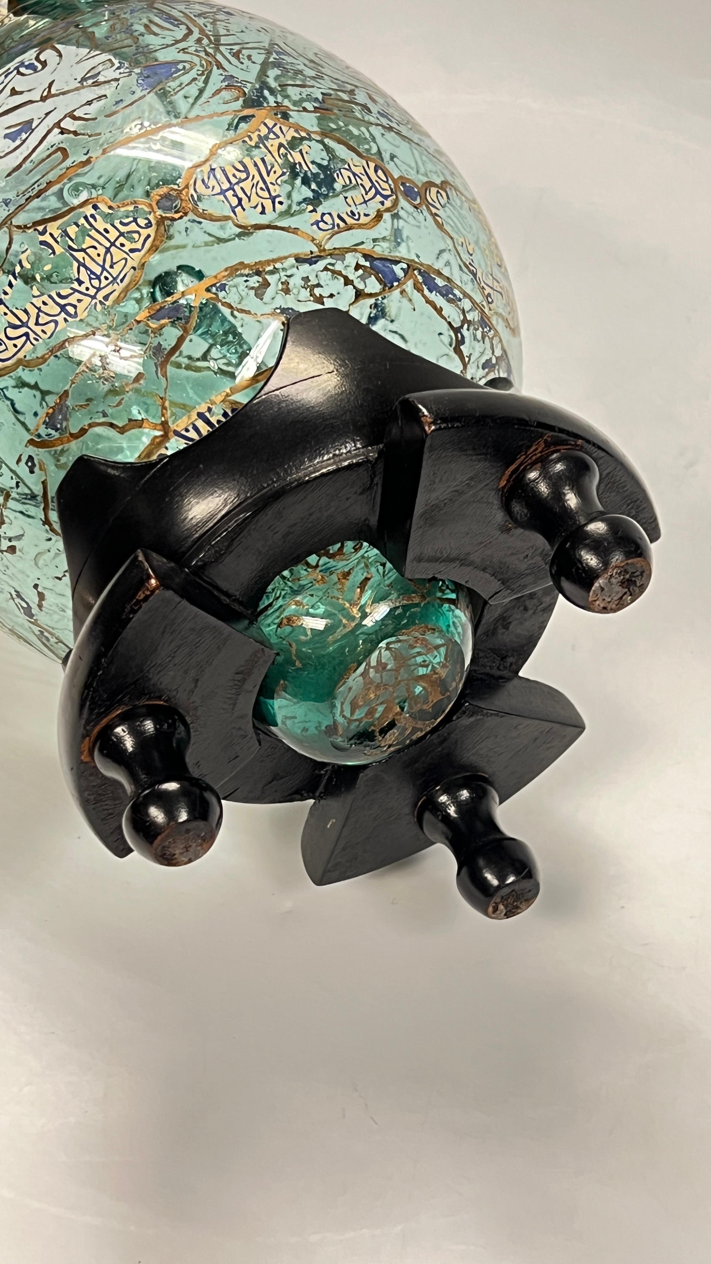 19th Century French Gilt and Enameled Glass Islamic Mosque Lamp For Sale 10