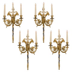19th Century French Gilt and Patinated Bronze Wall Lights