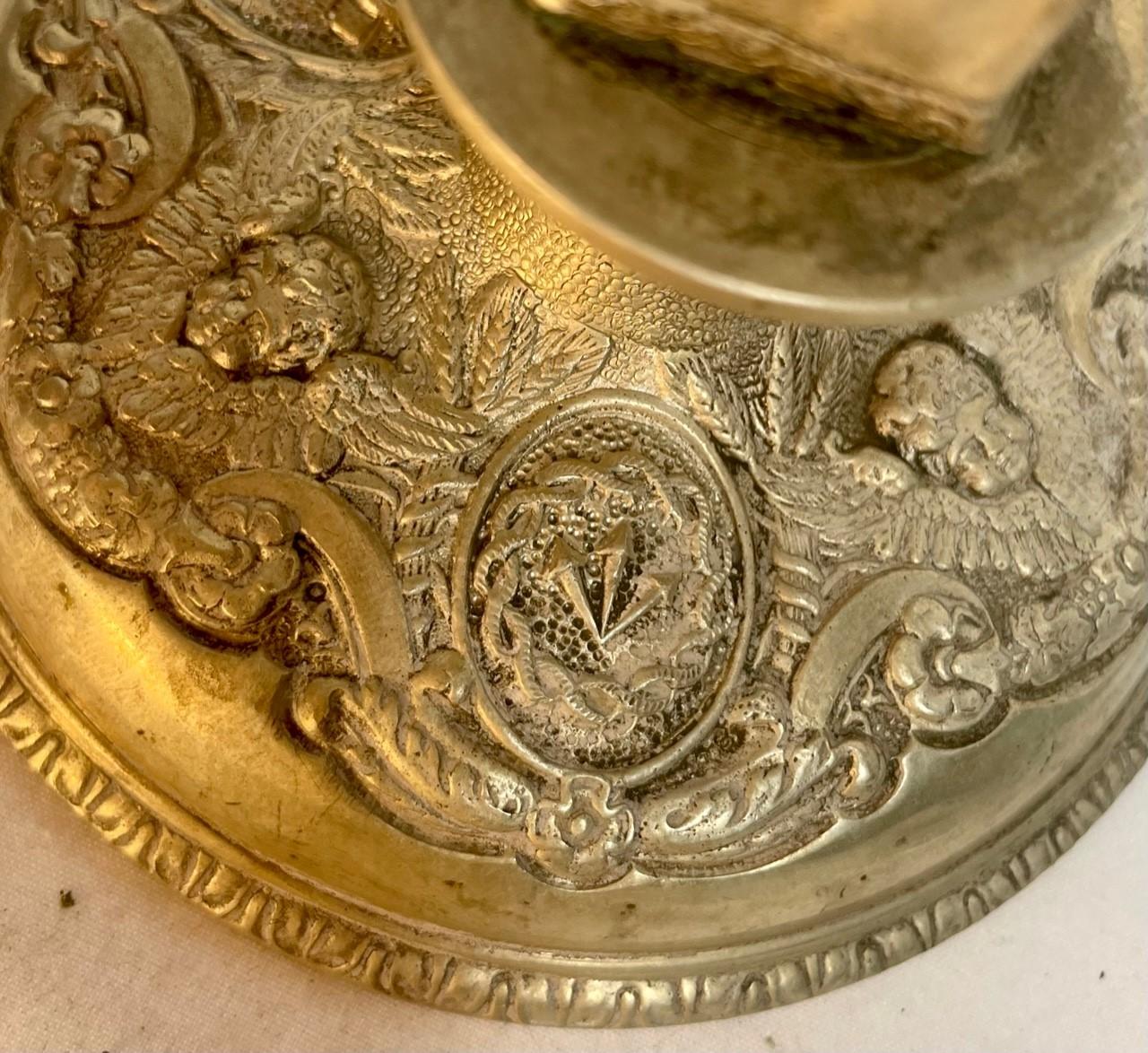 19th Century French Gilt Brass Eucharistic Monstrance, Cross and Wheat Design 10