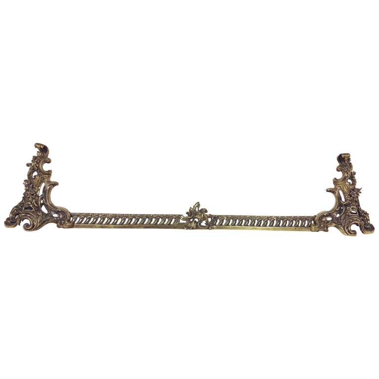 19th Century French Gilt Brass Rococo Adjustable Fire Fender at 1stDibs