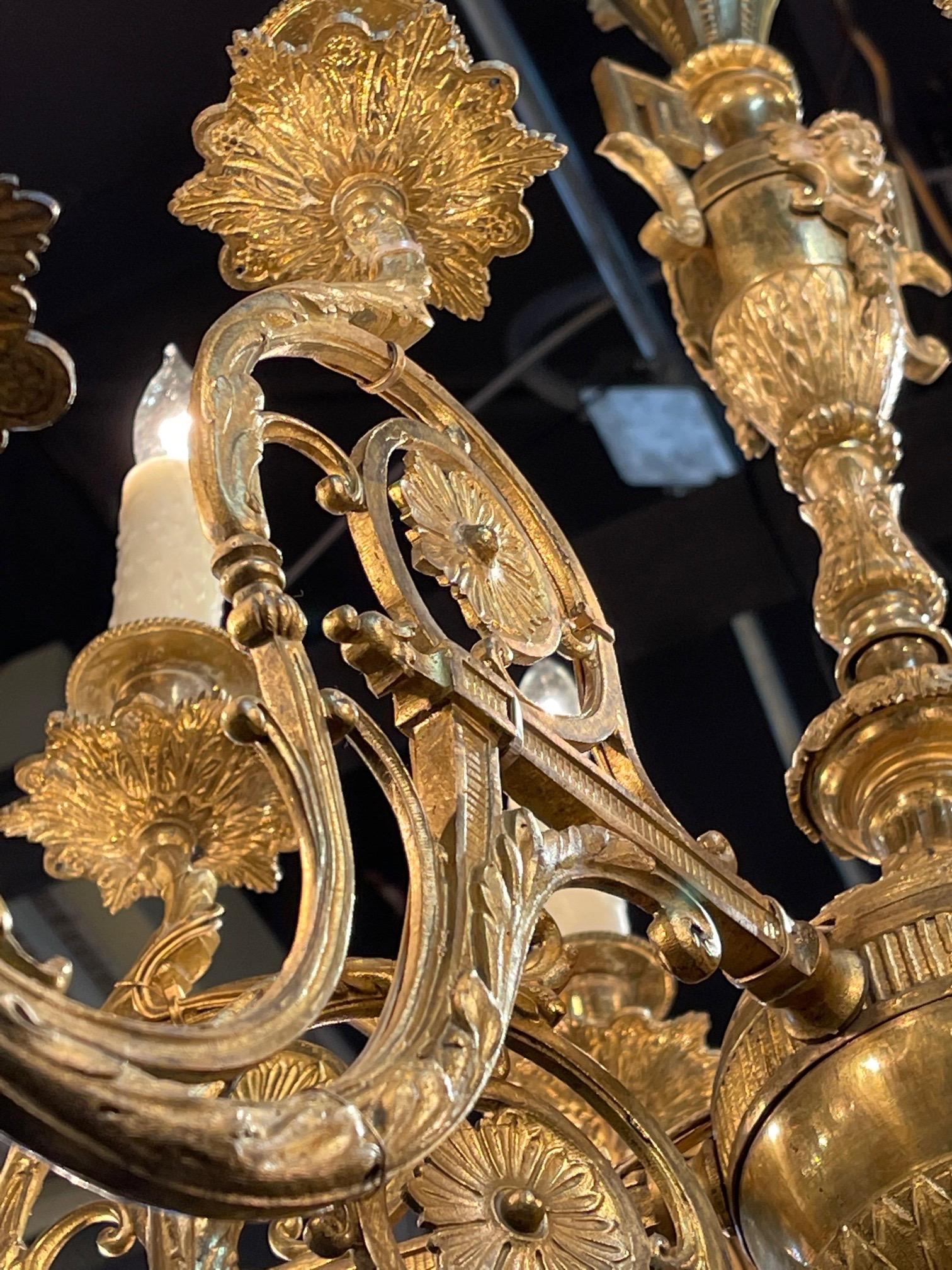 19th Century French Gilt Bronze 18-Light Chandelier 3