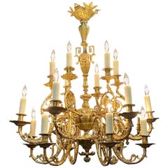 19th Century French Gilt Bronze 18-Light Chandelier