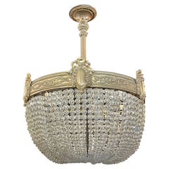 19th Century French Gilt Bronze and Beaded Basket Style Chandelier