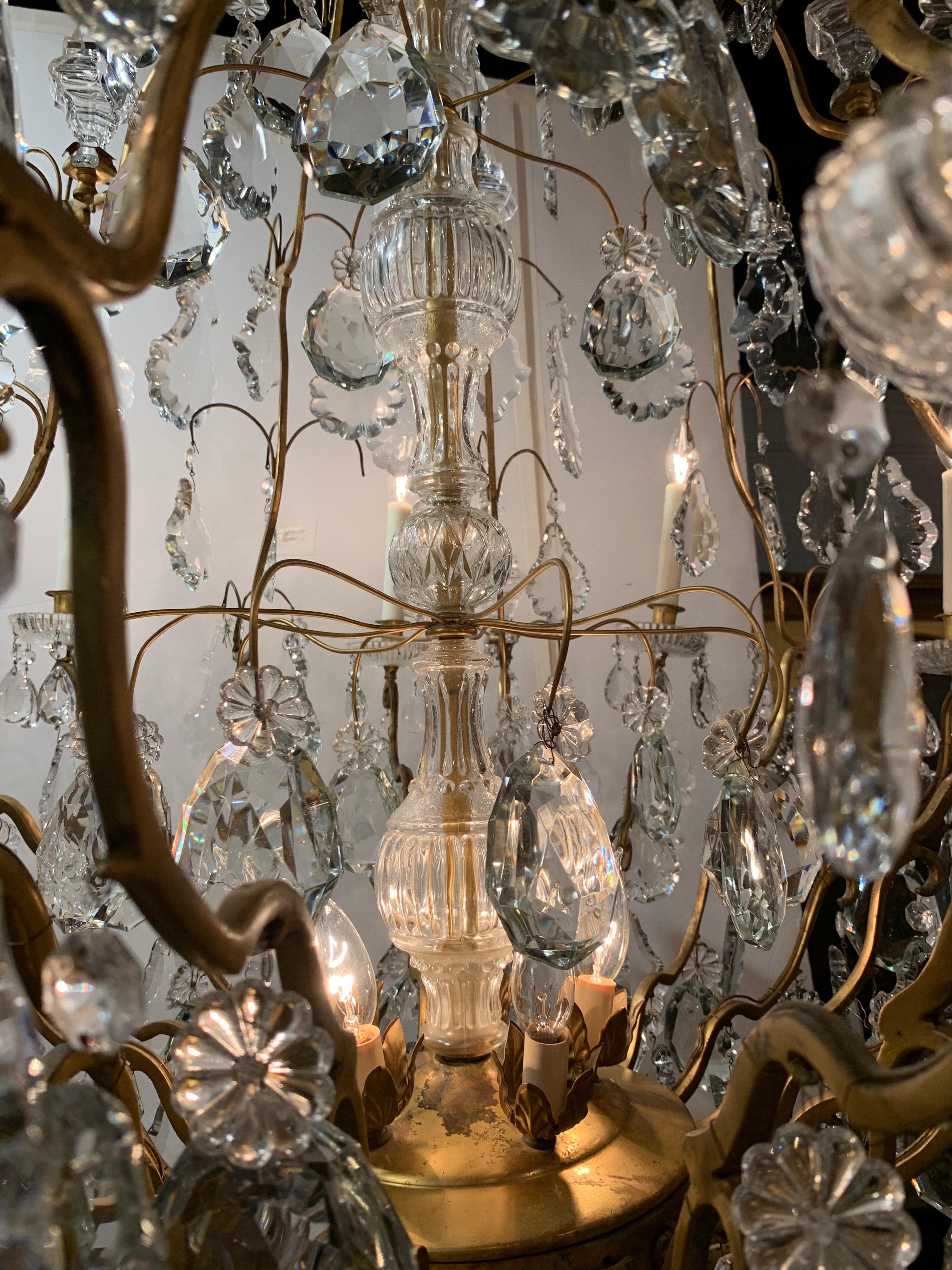 19th Century French Gilt Bronze and Crystal 15 Light Chandelier 2
