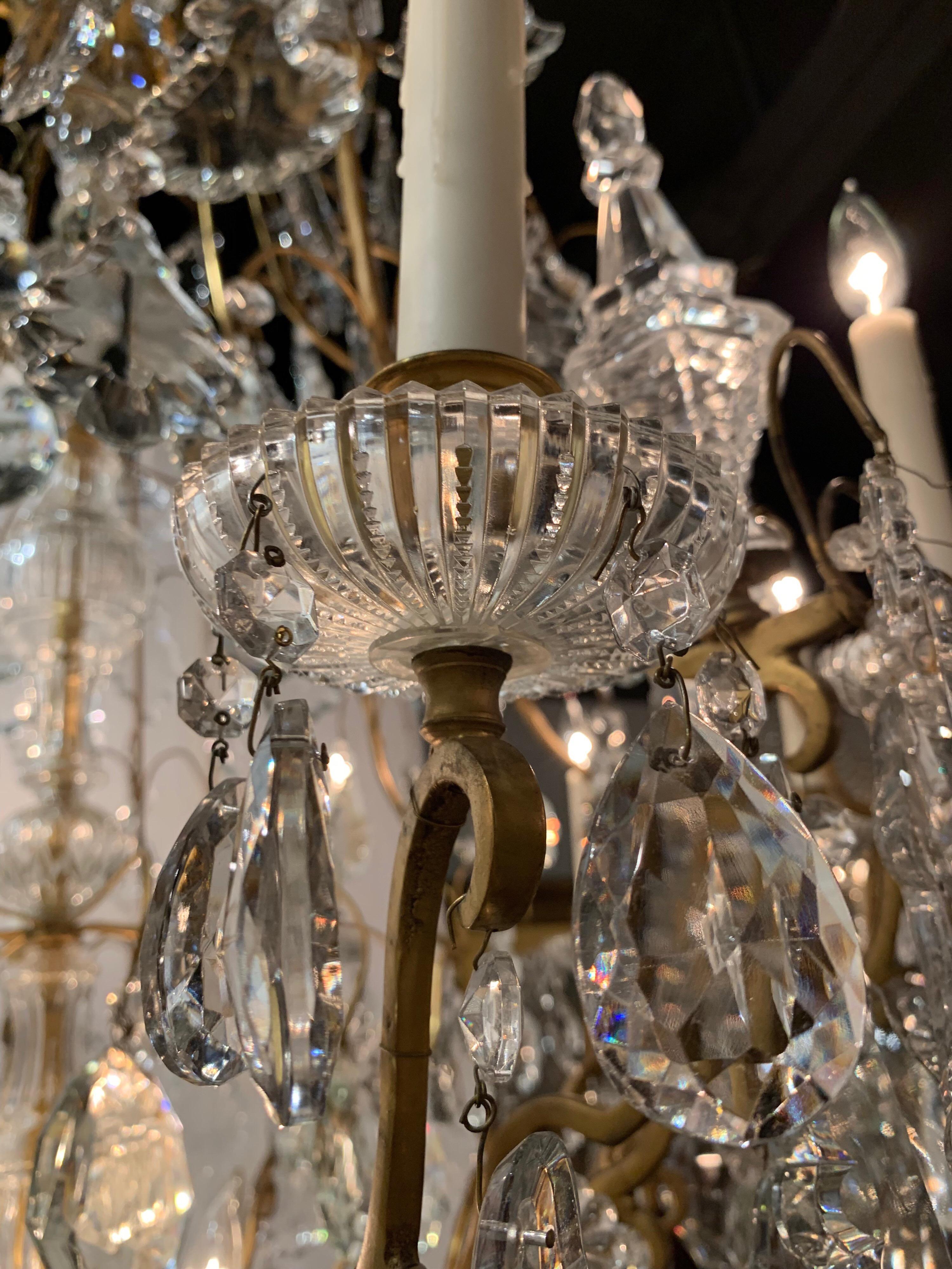 19th Century French Gilt Bronze and Crystal 15 Light Chandelier 3