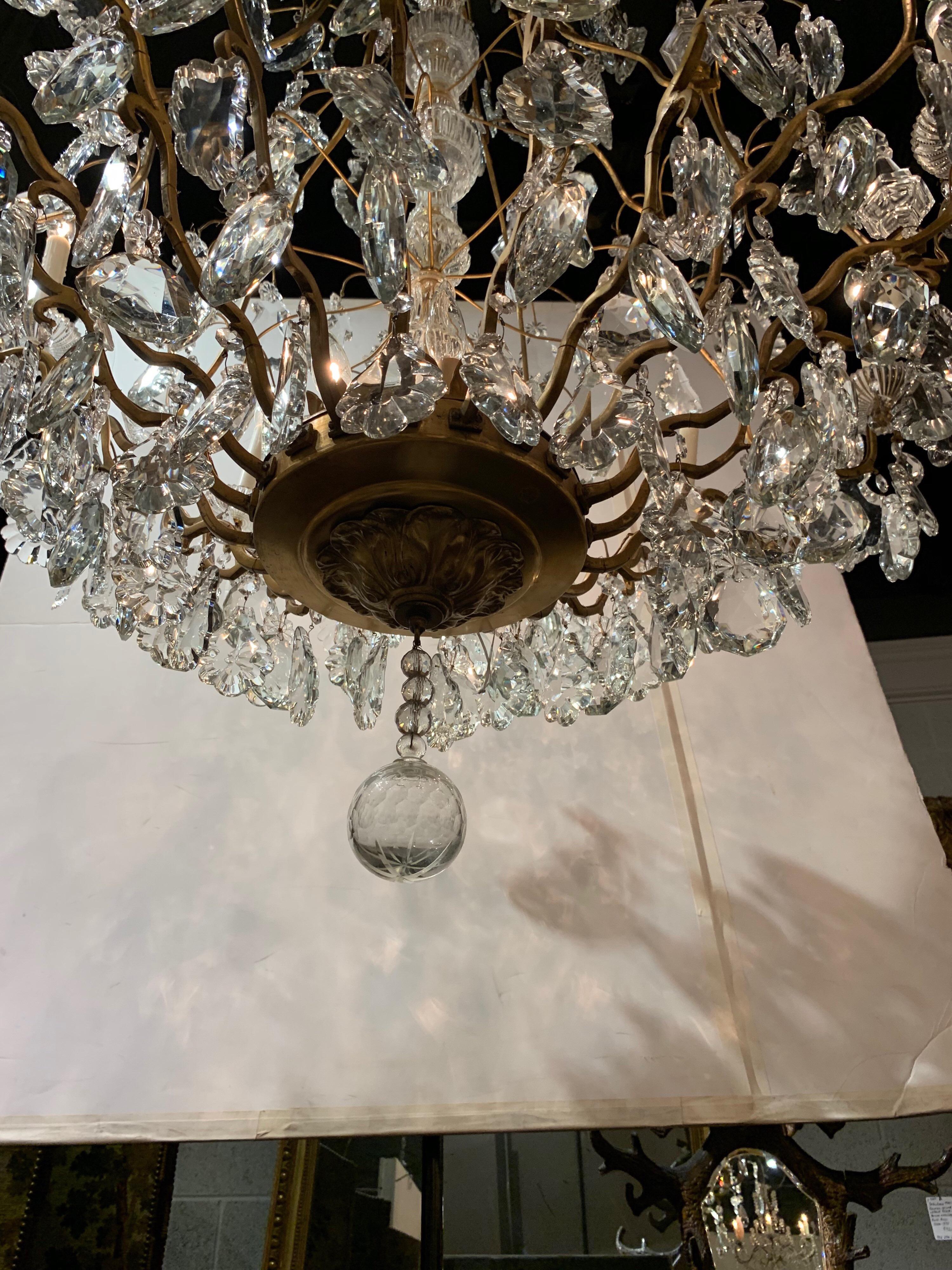 19th Century French Gilt Bronze and Crystal 15 Light Chandelier 4