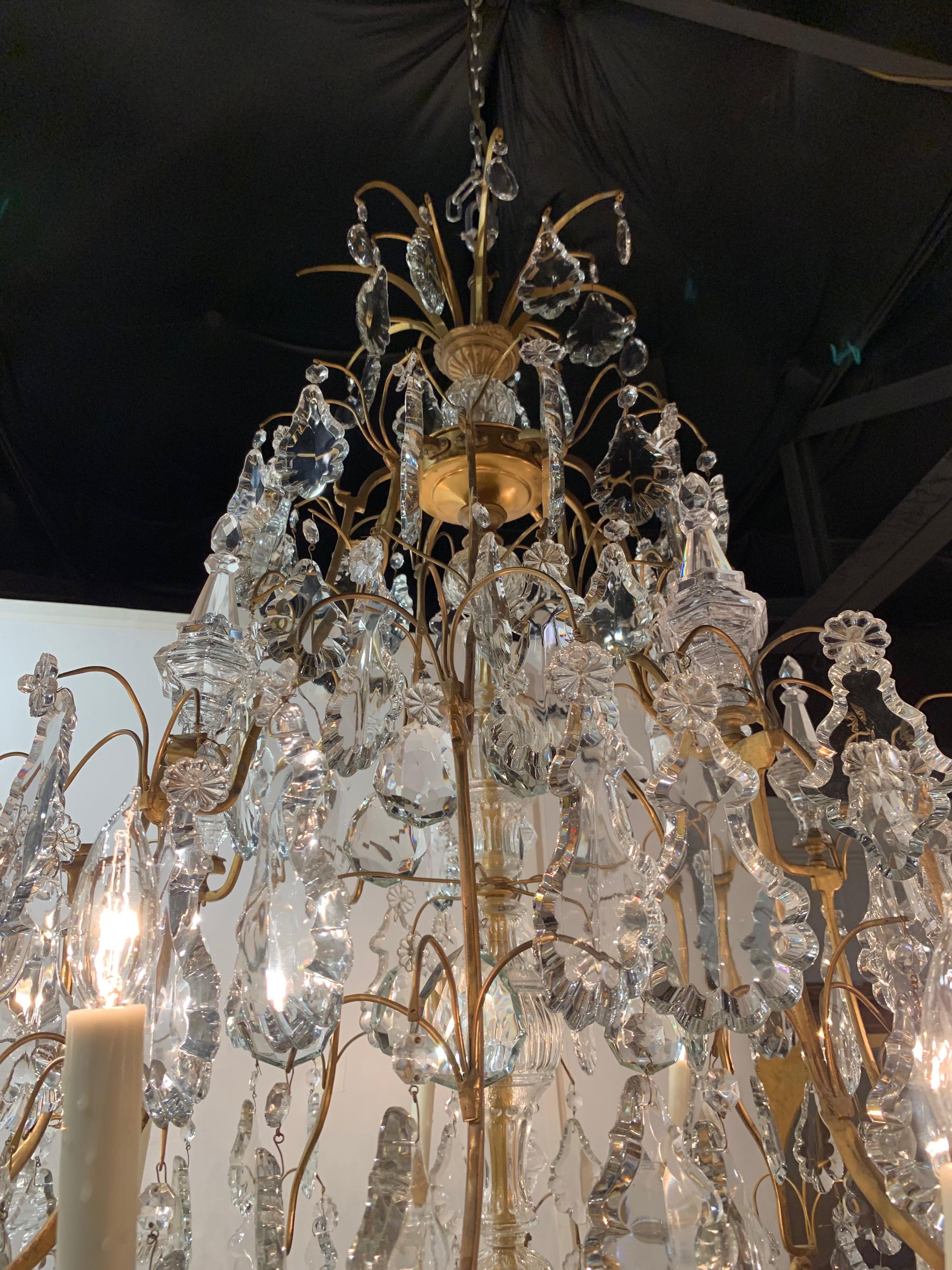 19th Century French Gilt Bronze and Crystal 15 Light Chandelier 5