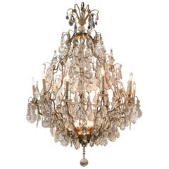 19th Century French Gilt Bronze and Crystal 15 Light Chandelier