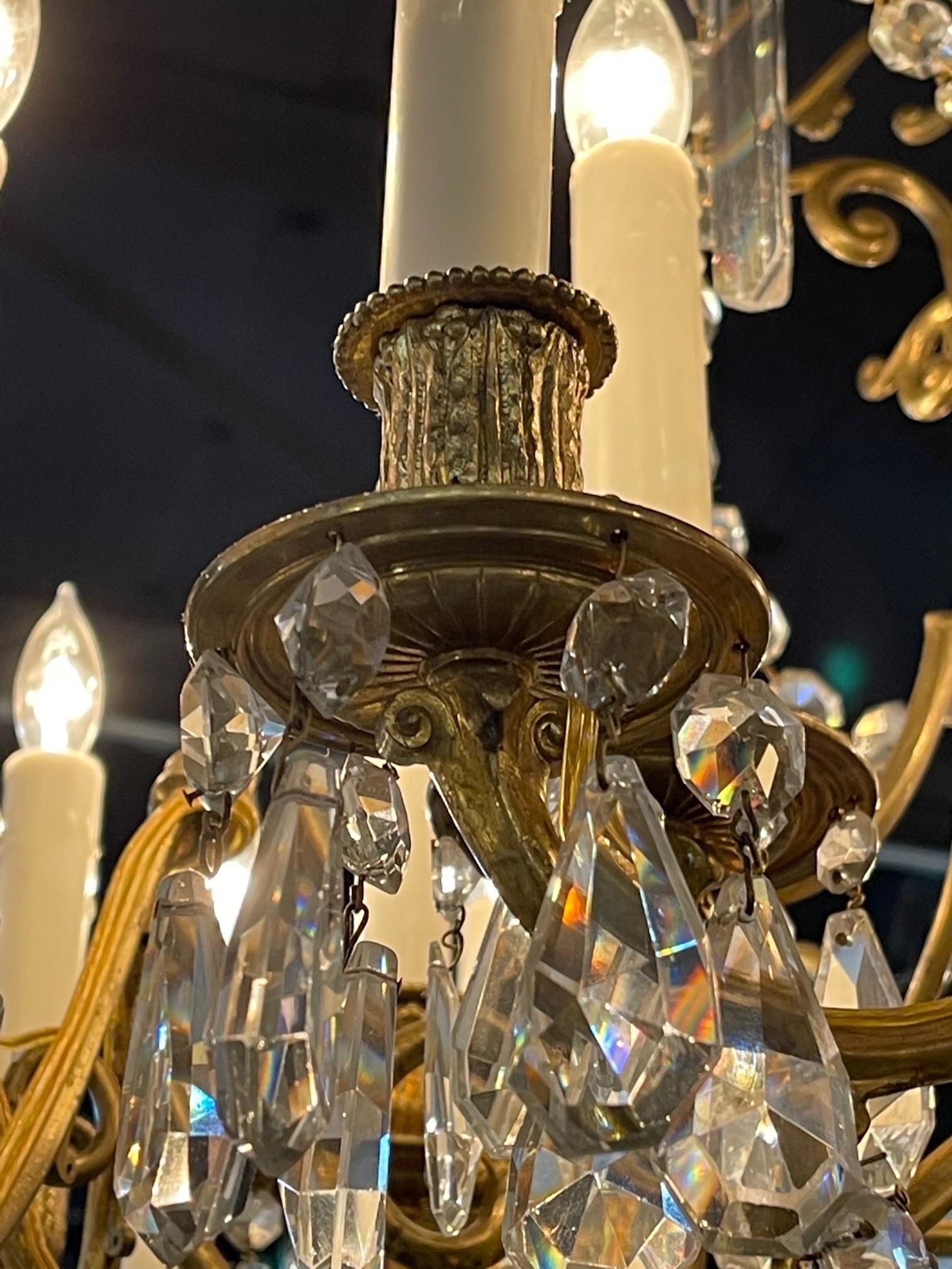 19th Century French Gilt Bronze and Crystal 20 Light Chandelier For Sale 1