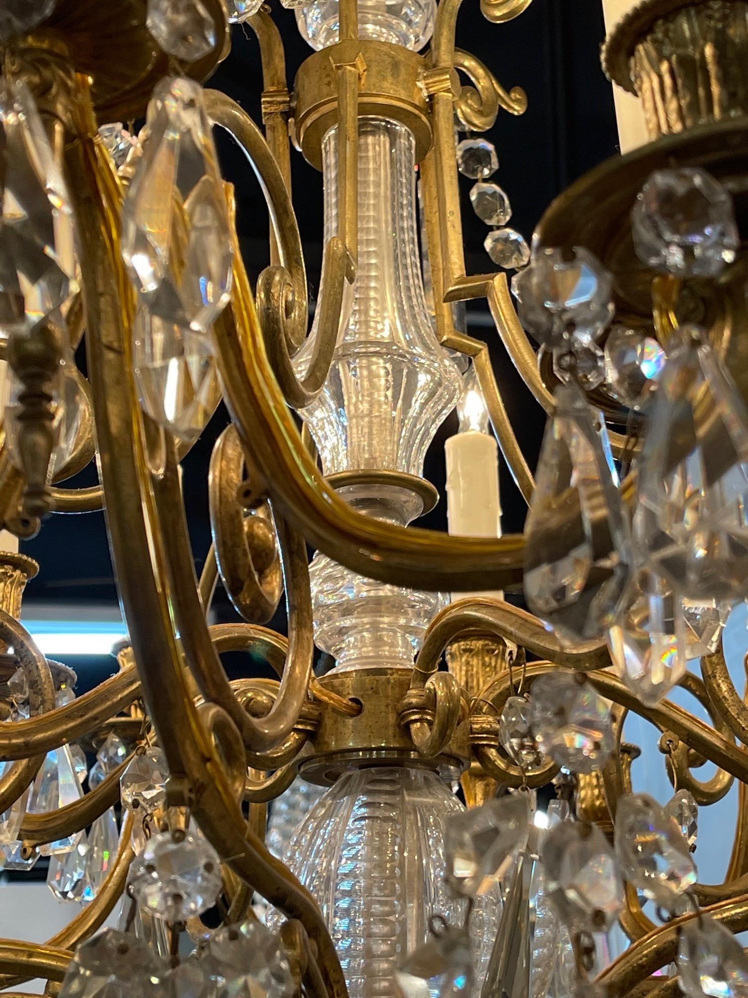 19th Century French Gilt Bronze and Crystal 20 Light Chandelier For Sale 2