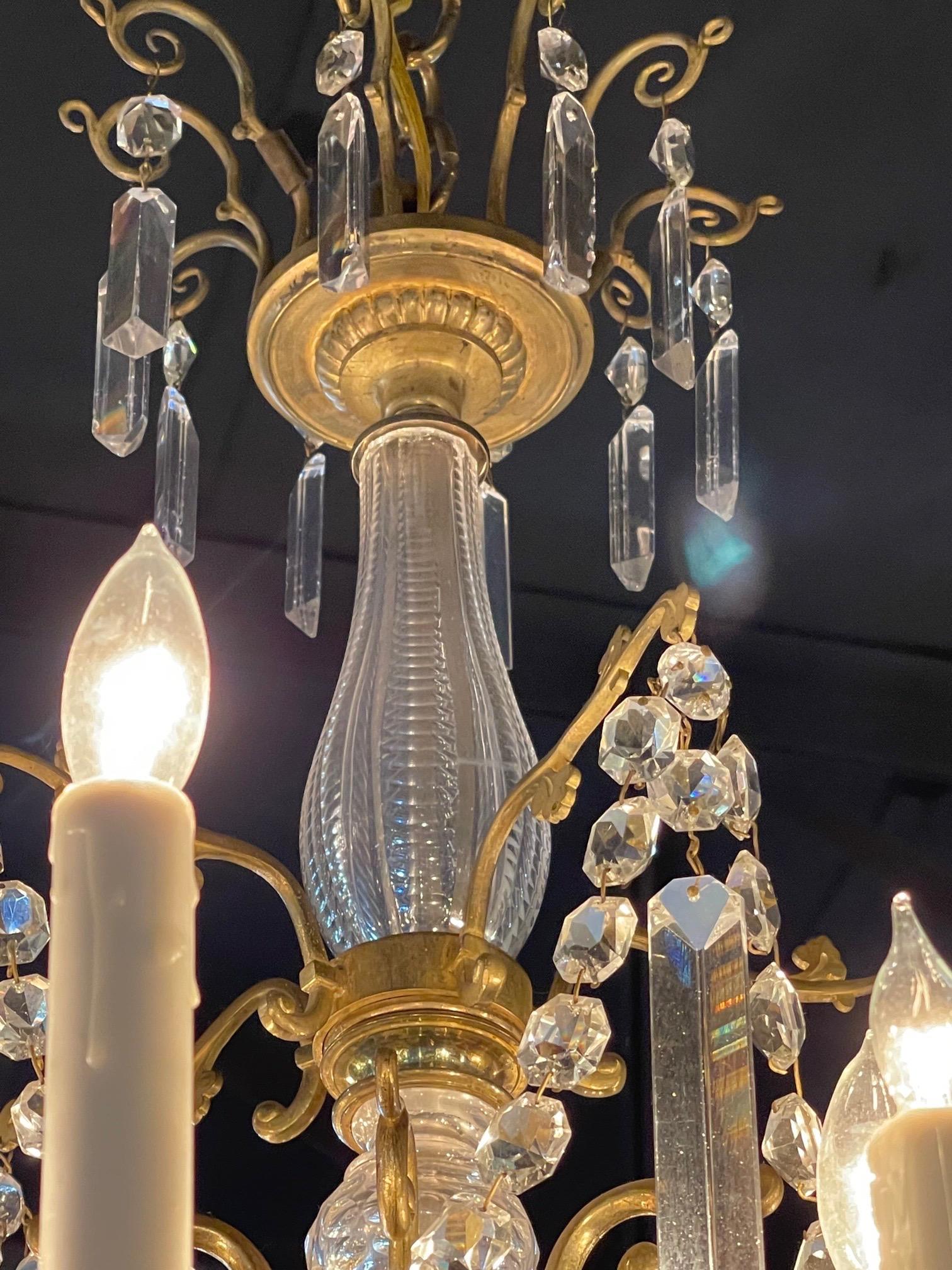 19th Century French Gilt Bronze and Crystal 20 Light Chandelier For Sale 3