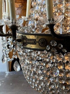 19th Century French Gilt Bronze and Crystal 30 Light Basket Chandelier