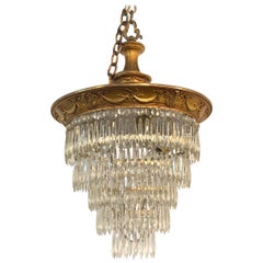 19th Century French Gilt Bronze and Crystal Waterfall Chandelier